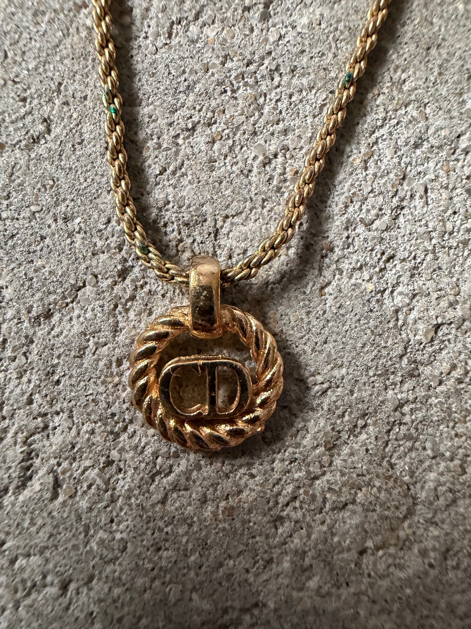 Dior CD Wreath Necklace Gold