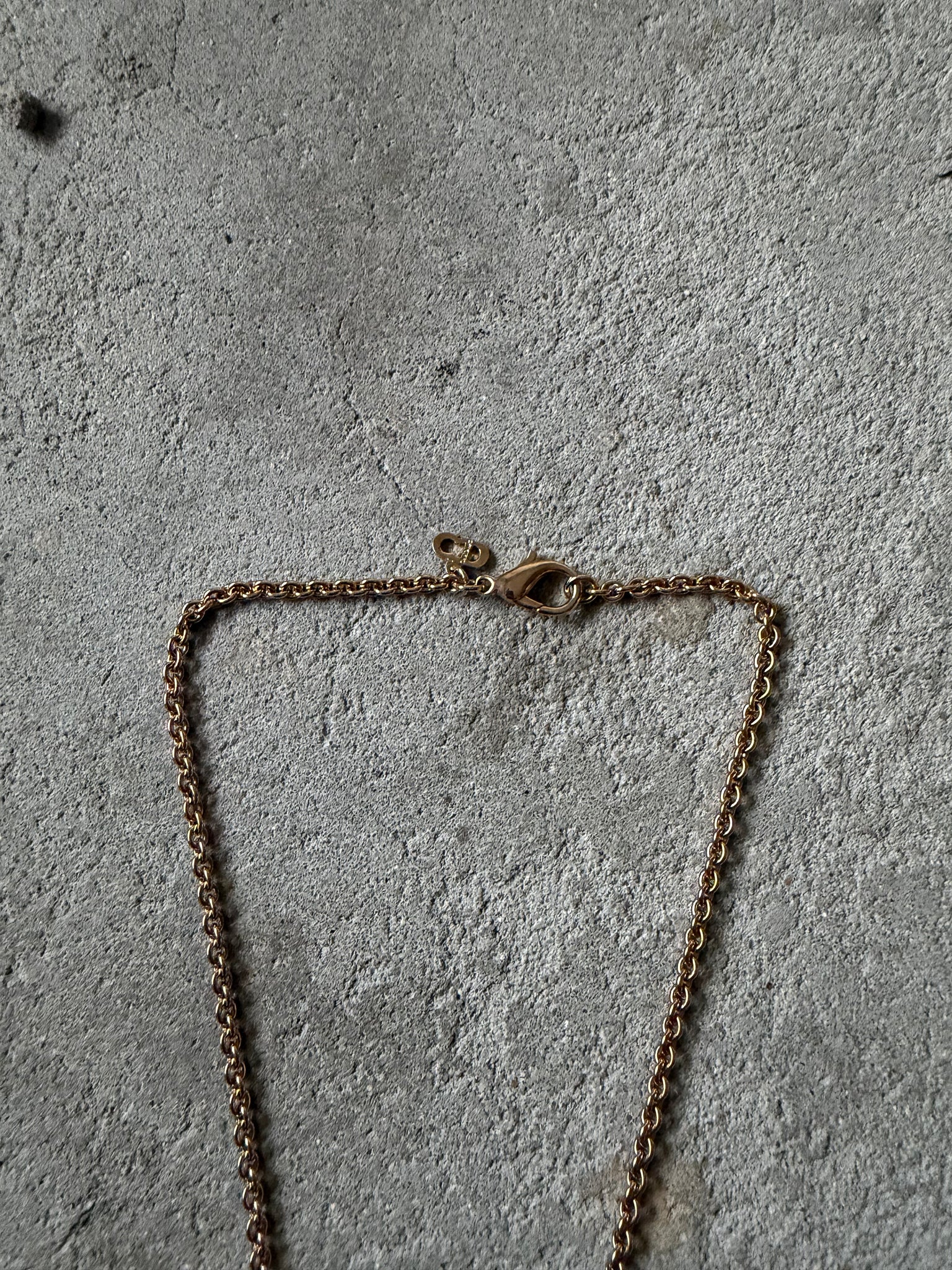 Dior Letter Logo Rhinestone Necklace Gold