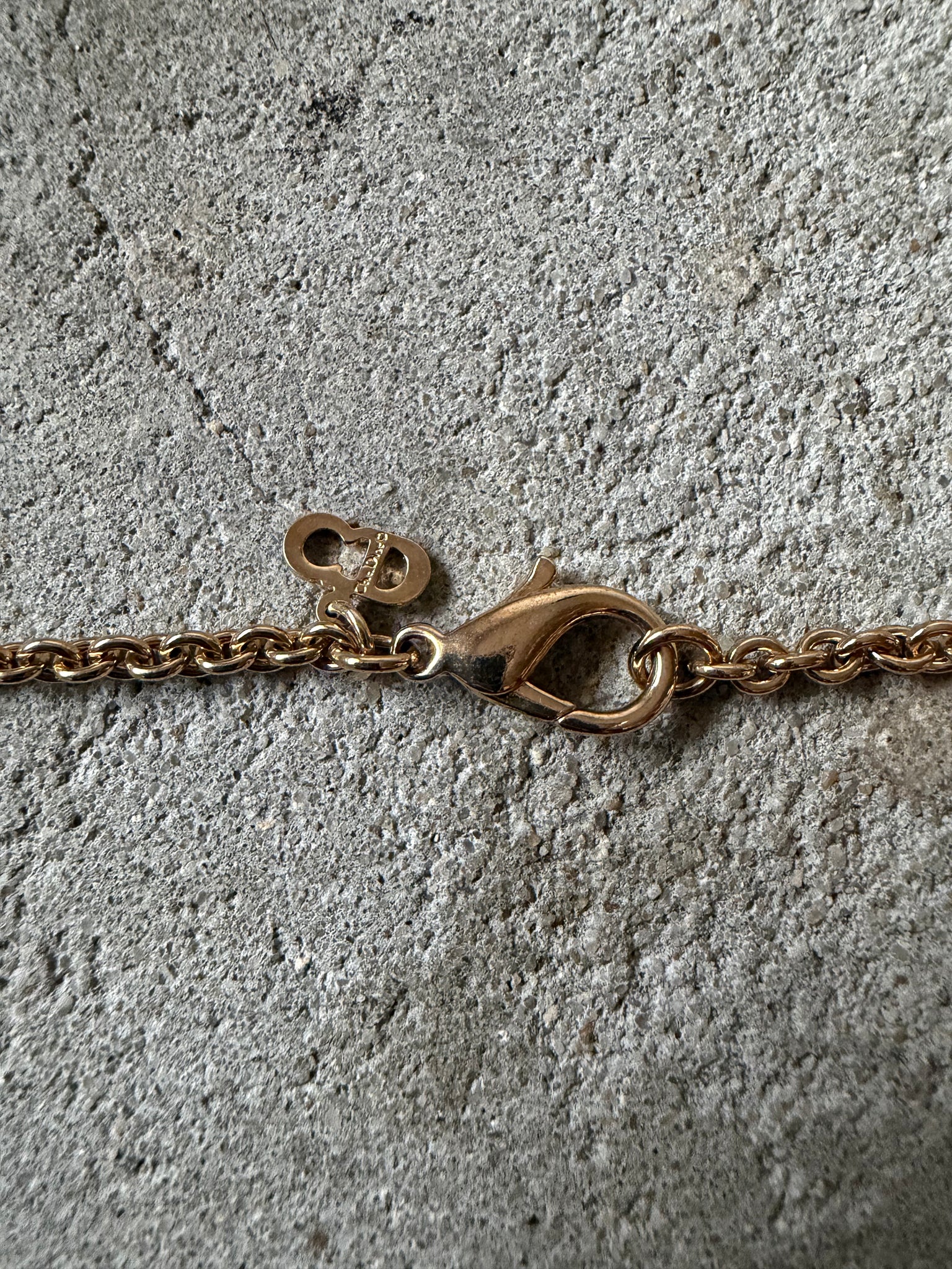 Dior Letter Logo Rhinestone Necklace Gold