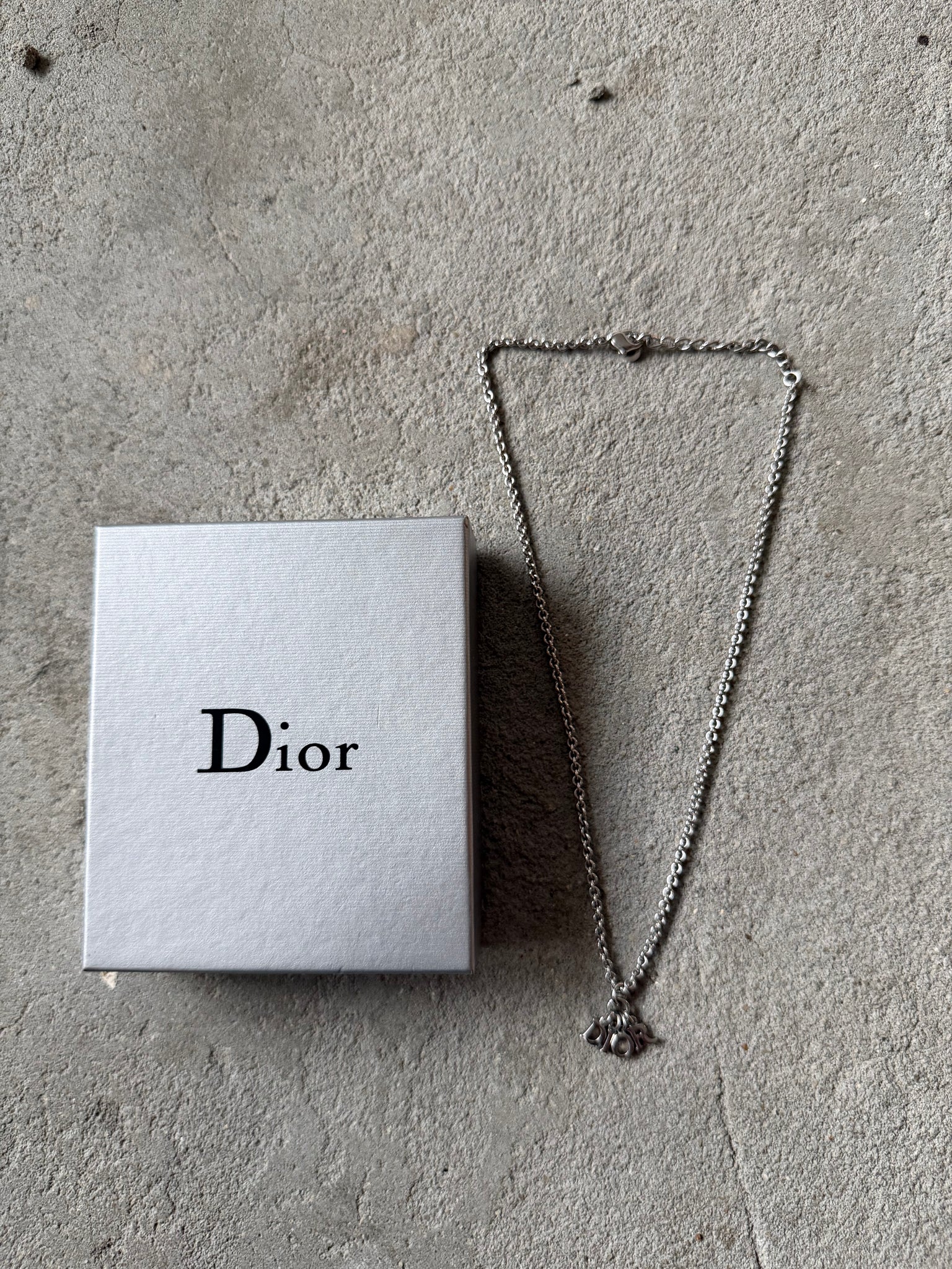 Dior Letter Logo Necklace Silver