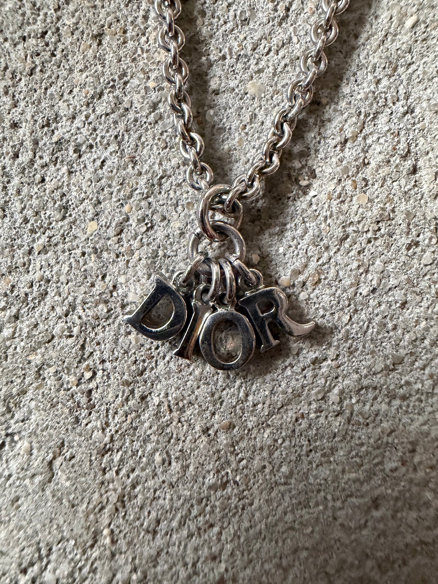 Dior Letter Logo Necklace Silver