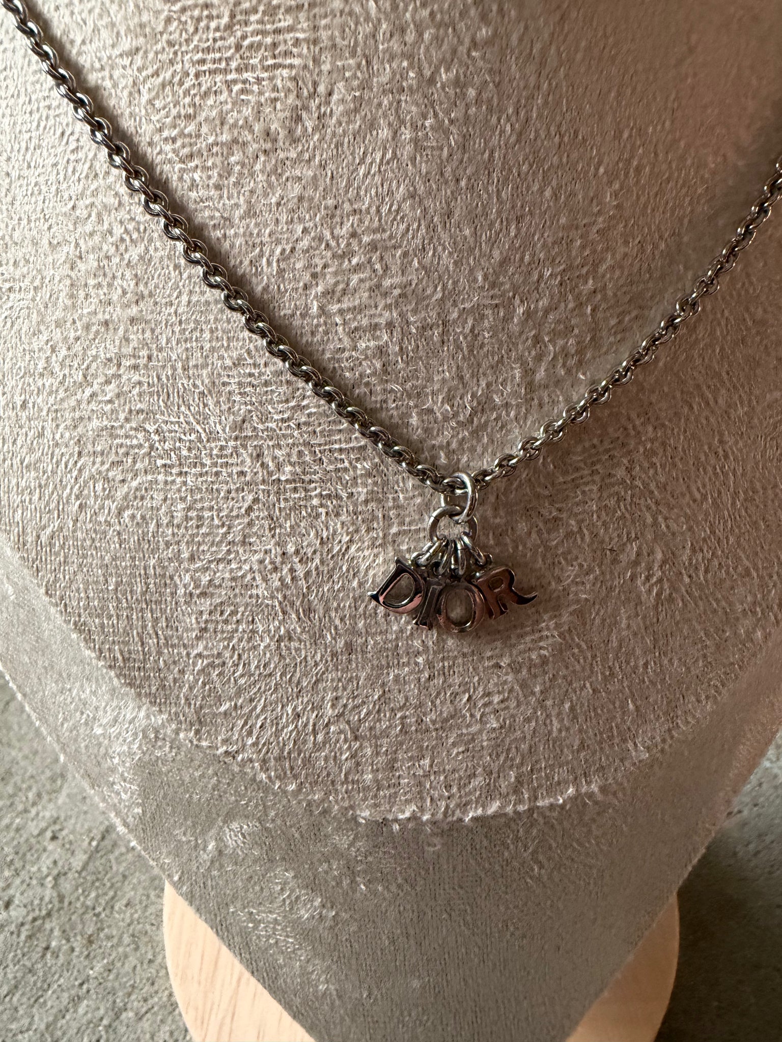 Dior Letter Logo Necklace Silver