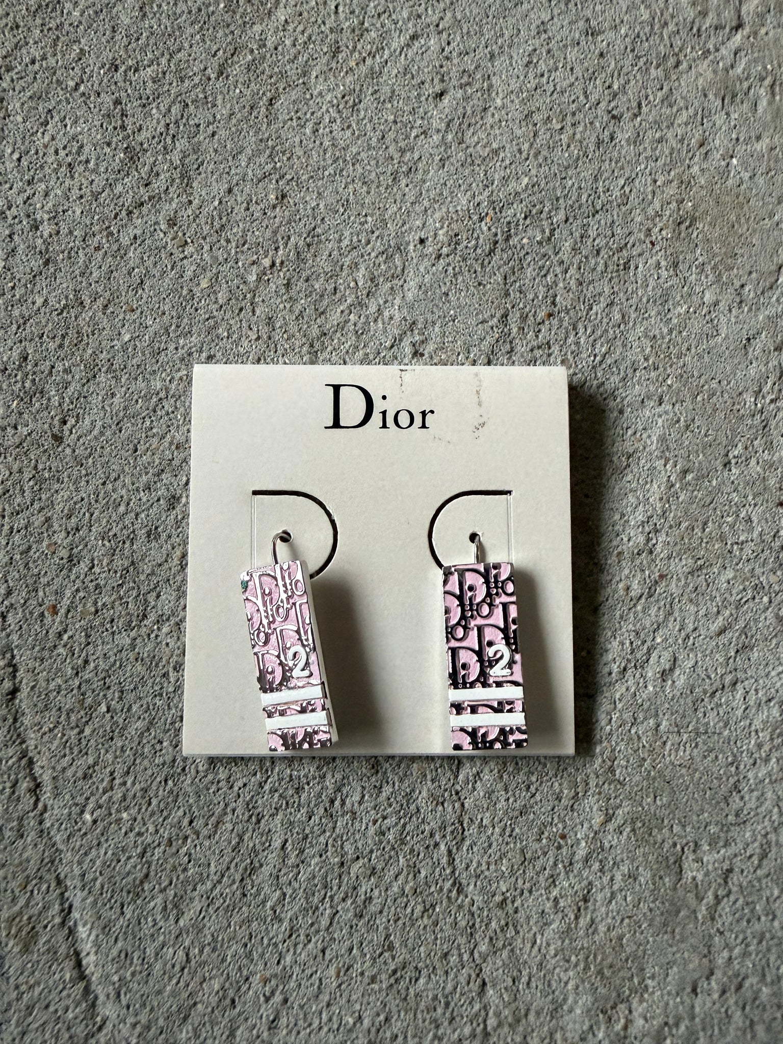 Dior Trotter Plate Earrings Pink
