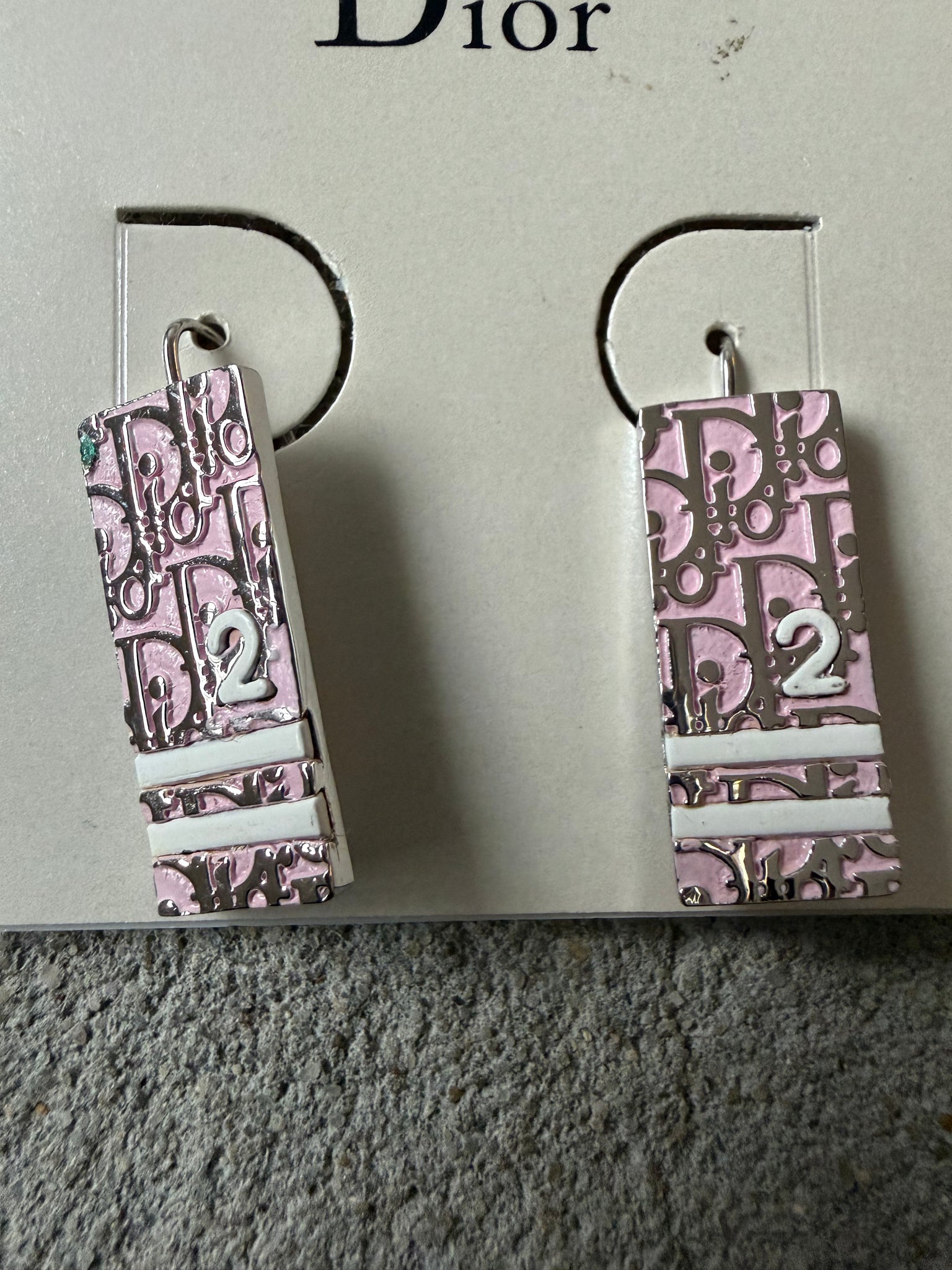 Dior Trotter Plate Earrings Pink