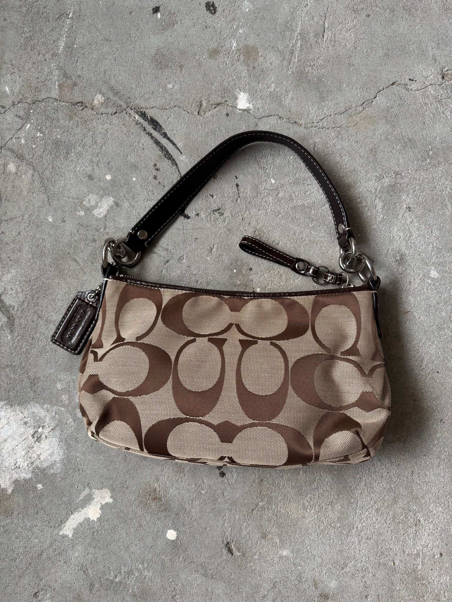 Coach Signature Strip Shoulder Bag Beige/Brown