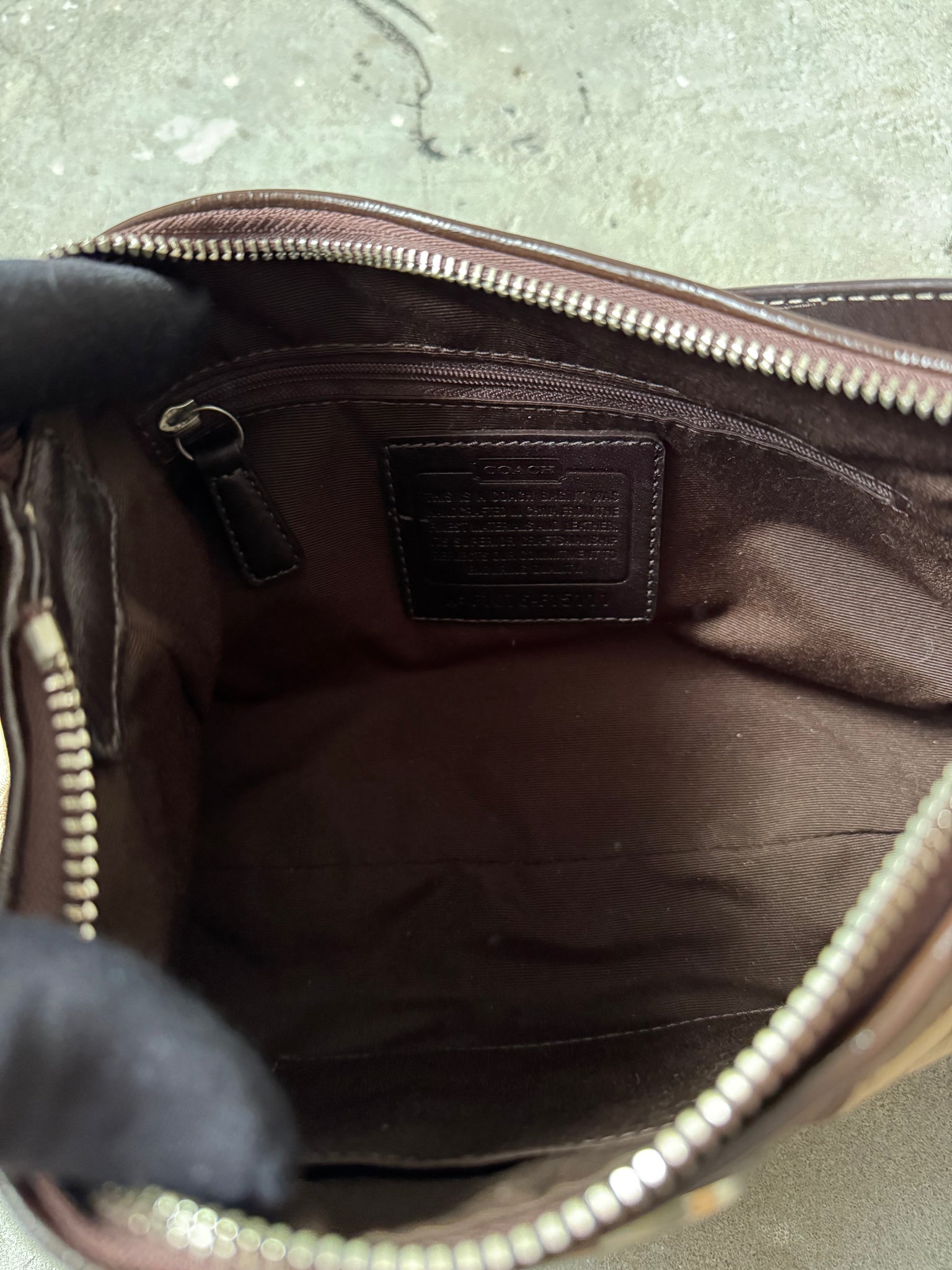 Coach Signature Strip Shoulder Bag Beige/Brown