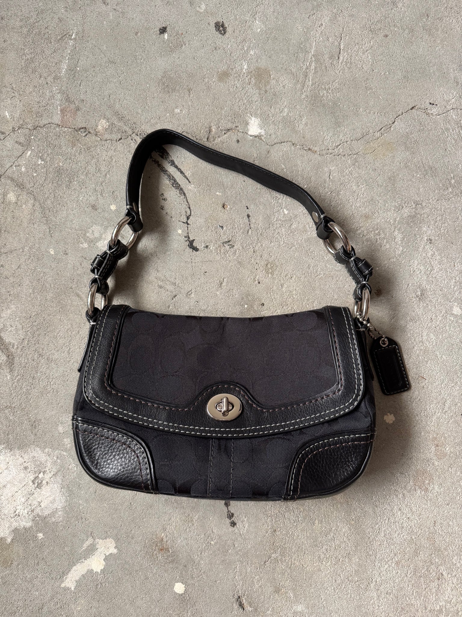 Coach Signature Sufflette Shoulder Bag Black