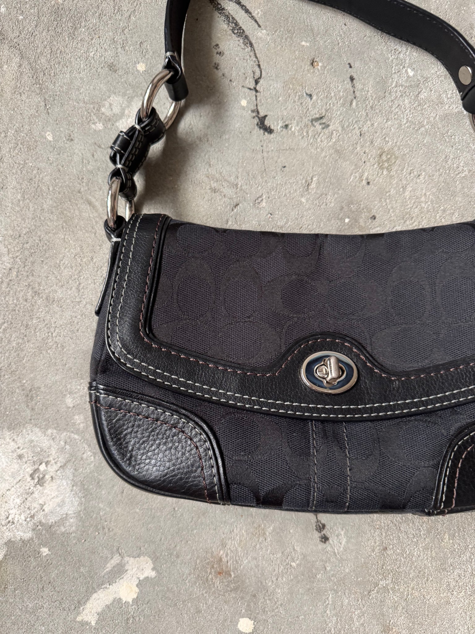 Coach Signature Sufflette Shoulder Bag Black