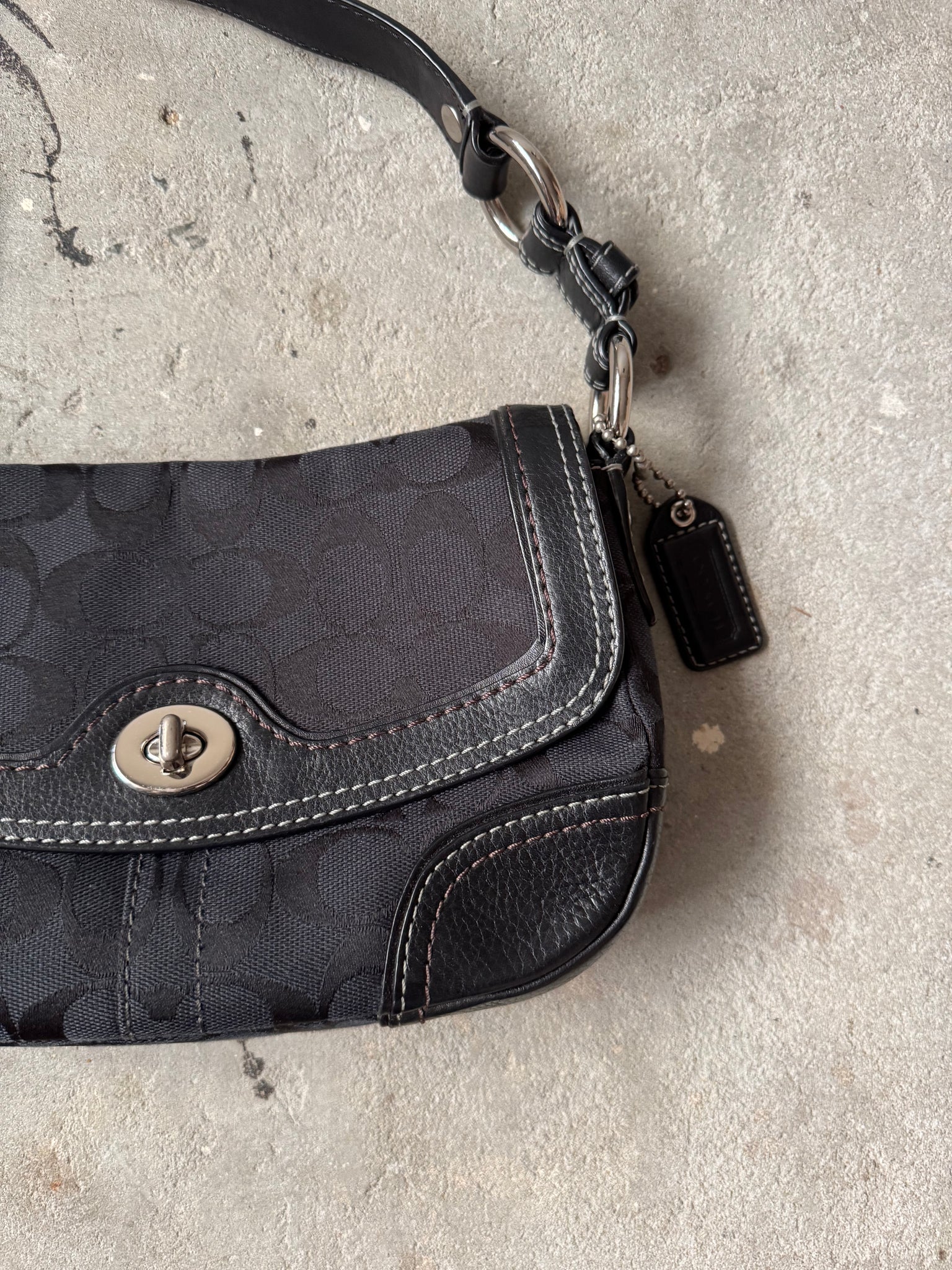 Coach Signature Sufflette Shoulder Bag Black
