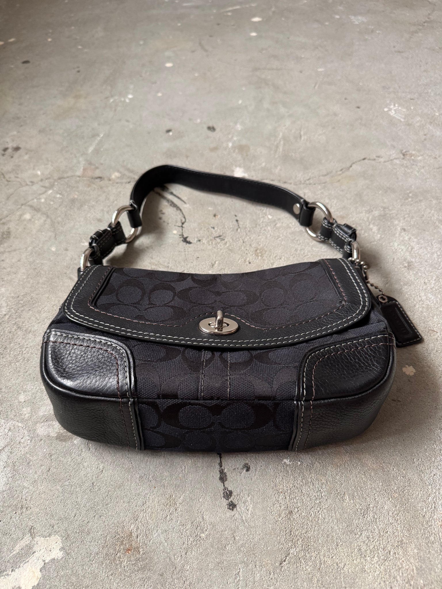 Coach Signature Sufflette Shoulder Bag Black
