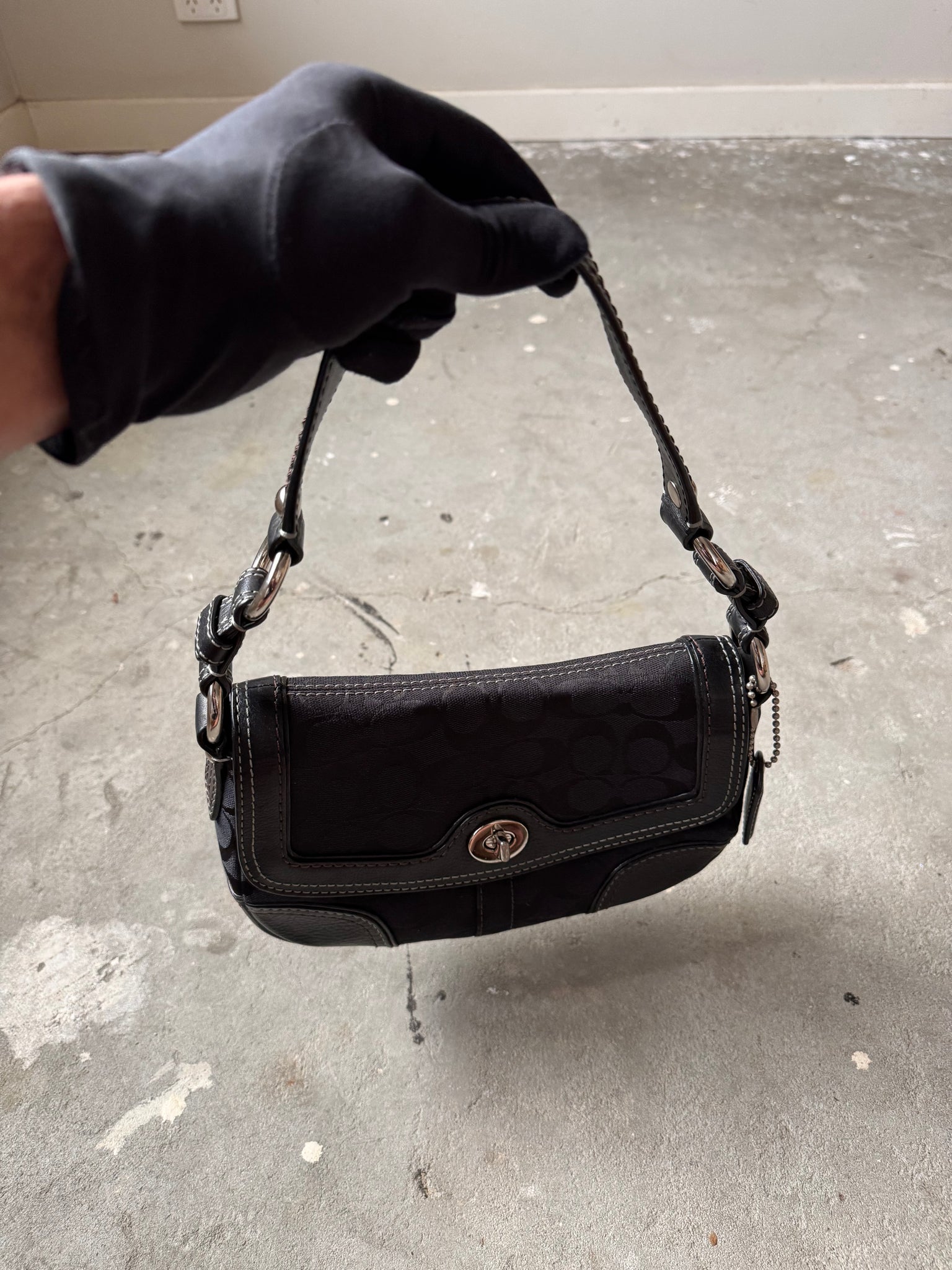 Coach Signature Sufflette Shoulder Bag Black