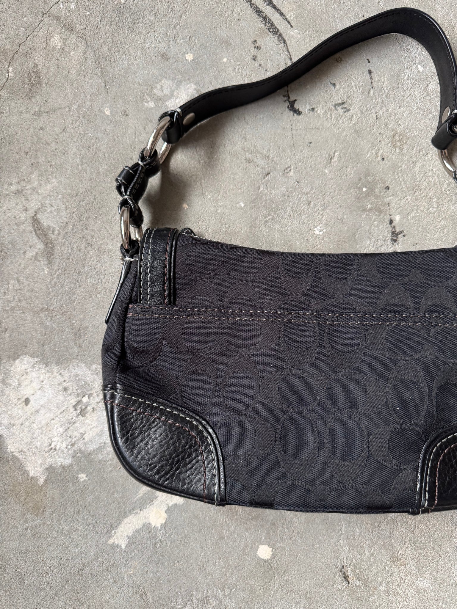 Coach Signature Sufflette Shoulder Bag Black
