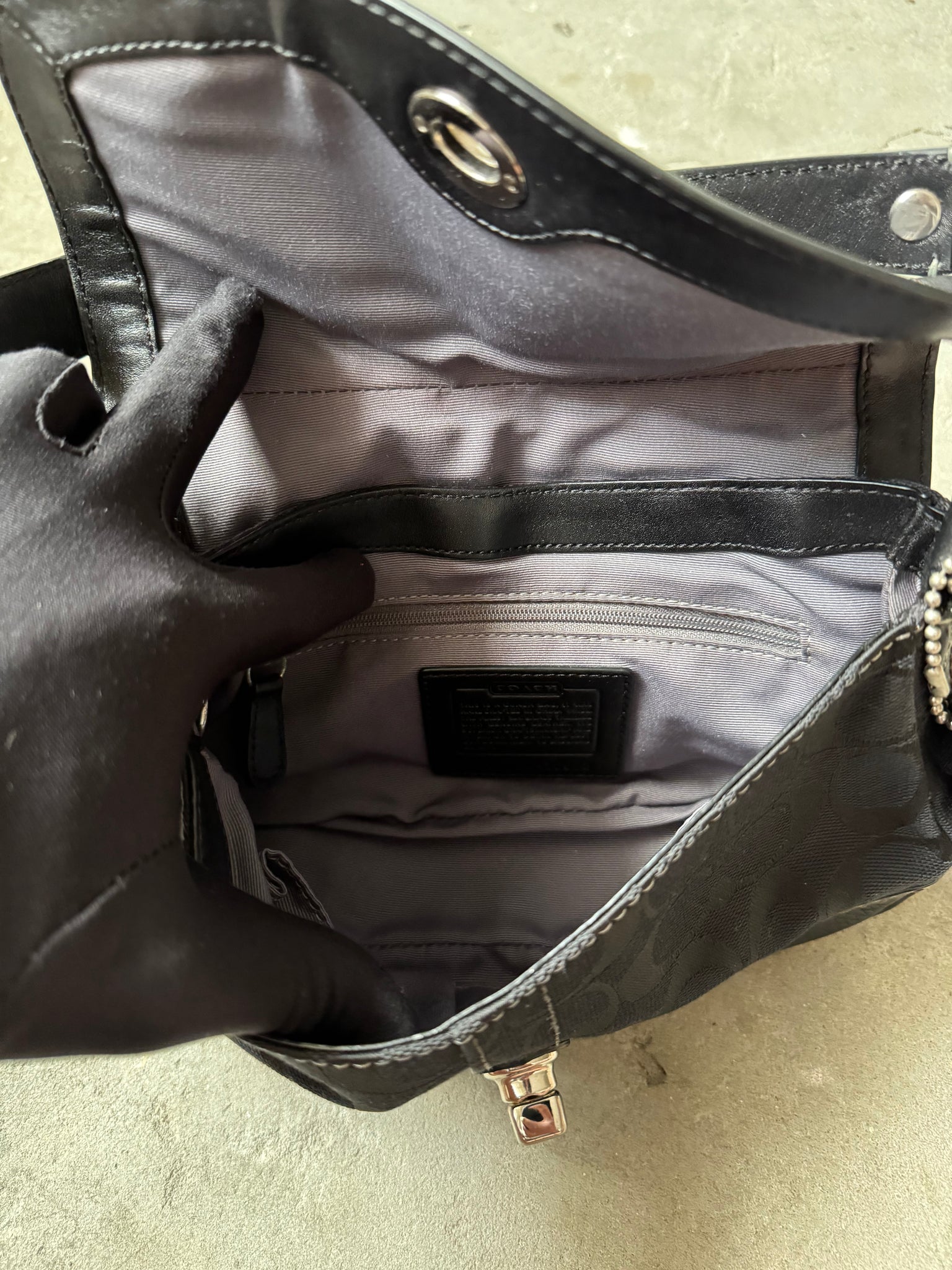 Coach Signature Sufflette Shoulder Bag Black