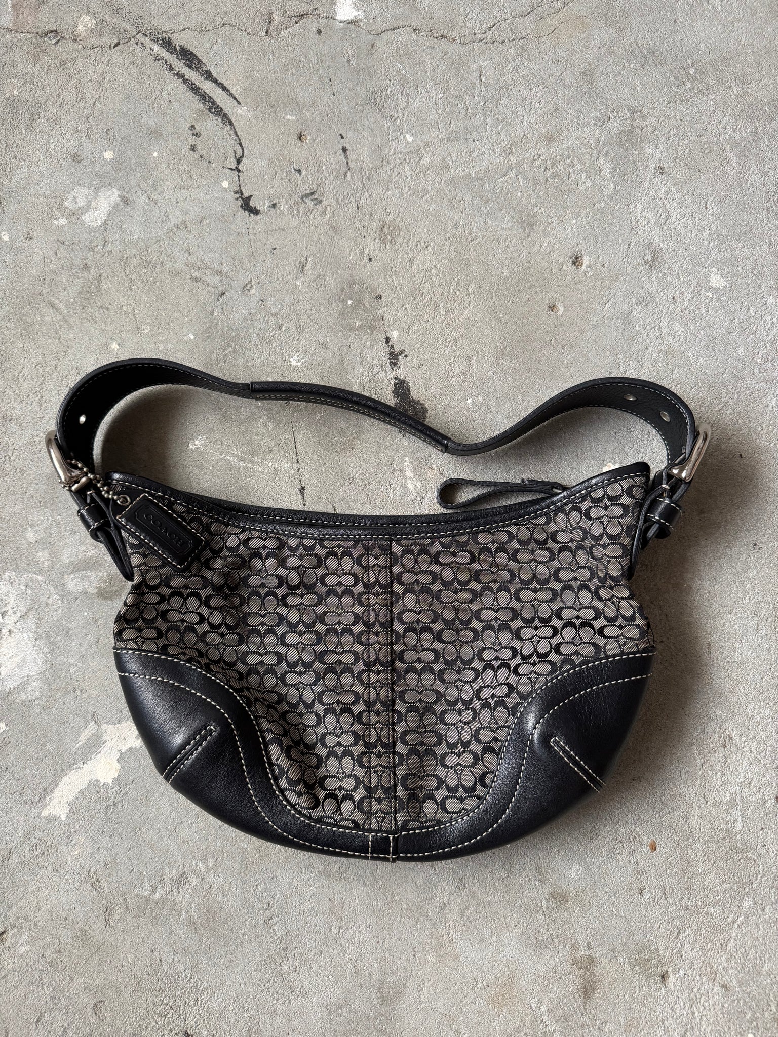 Coach Signature Mini Sufflette Shoulder Bag Grey/Black