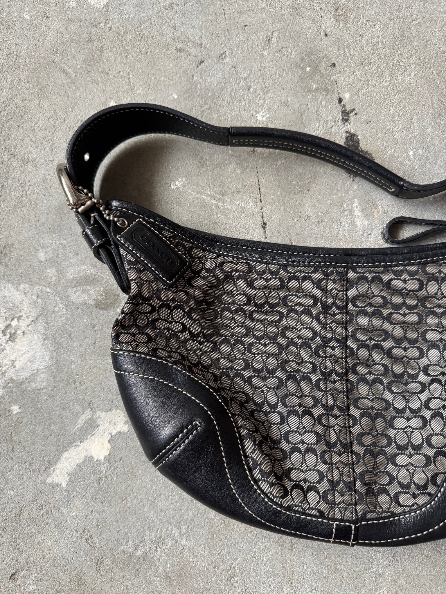 Coach Signature Mini Sufflette Shoulder Bag Grey/Black