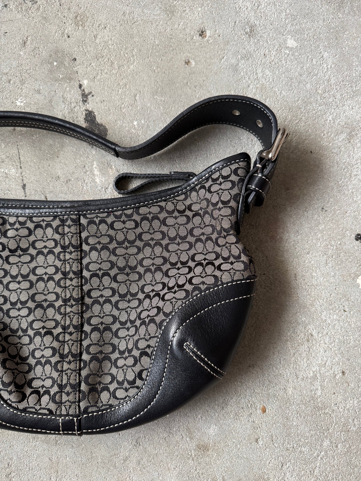 Coach Signature Mini Sufflette Shoulder Bag Grey/Black