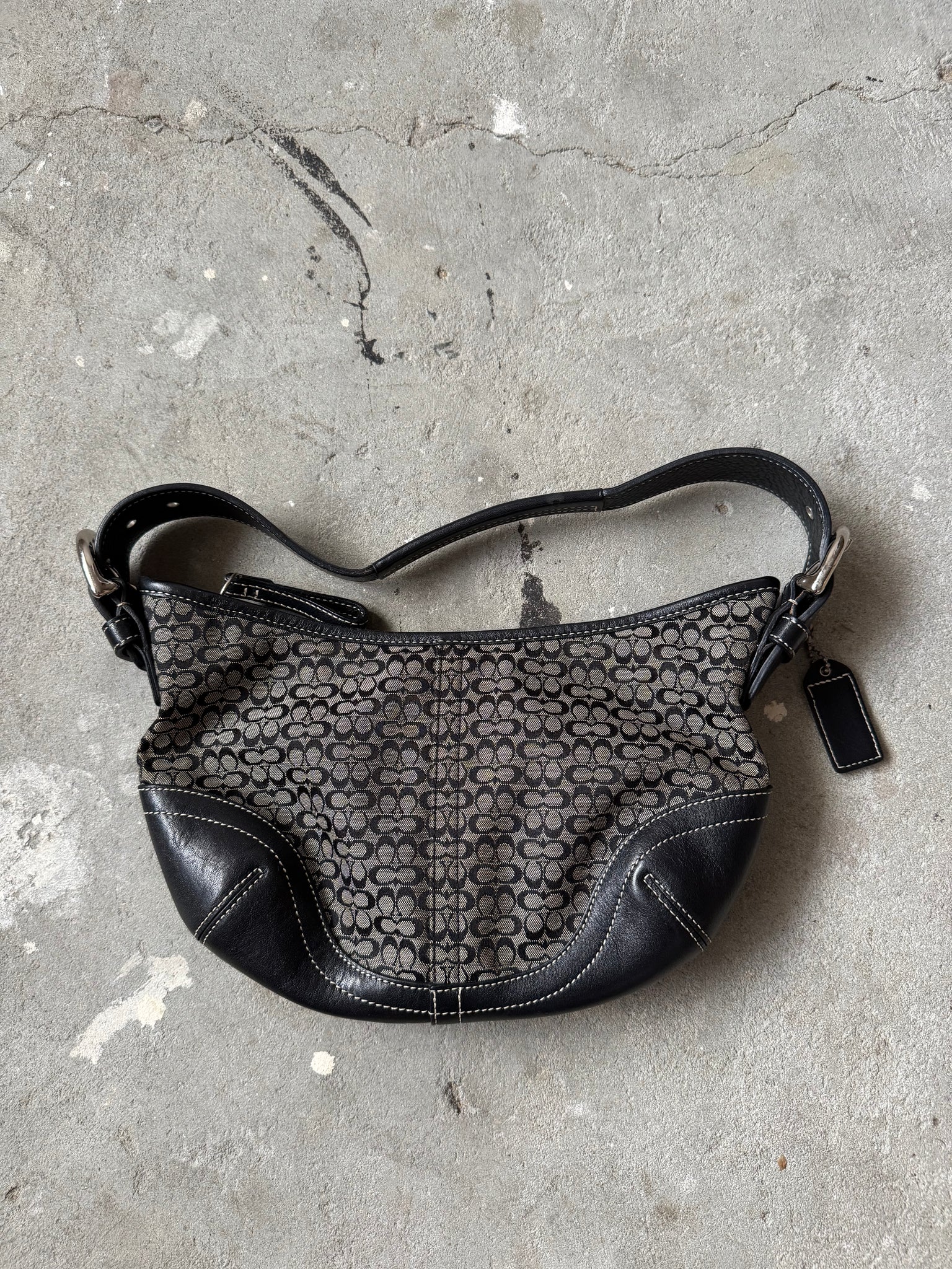 Coach Signature Mini Sufflette Shoulder Bag Grey/Black