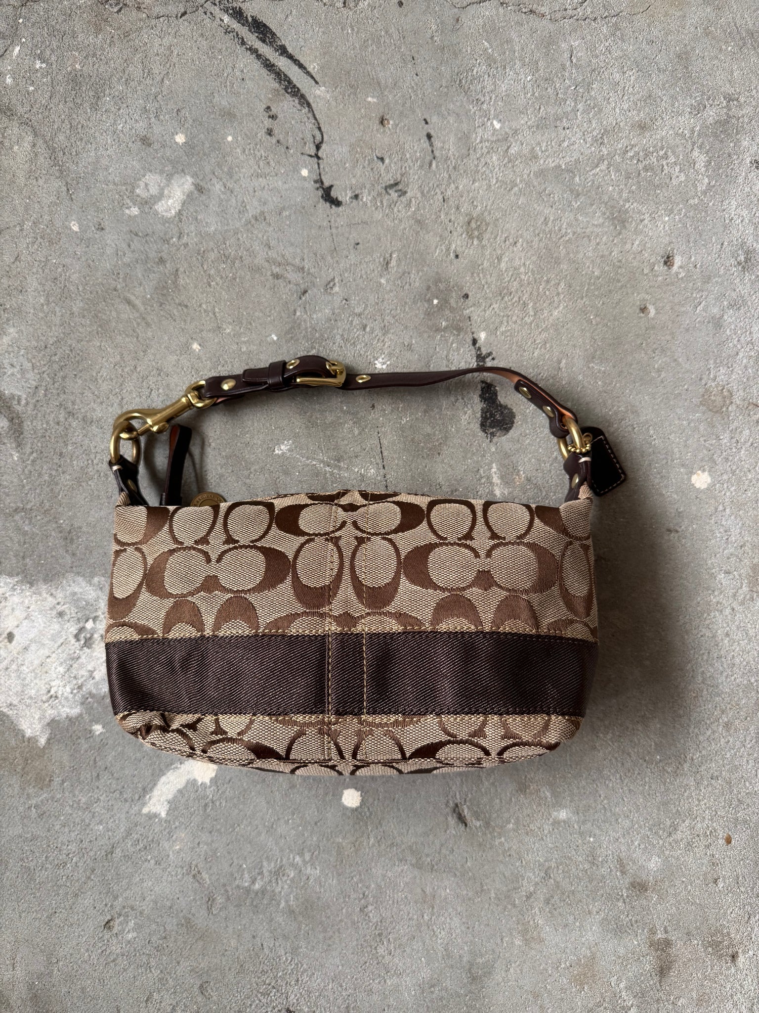 Coach Signature Stripe Mini Hobo ShoulderBag Beige/Brown