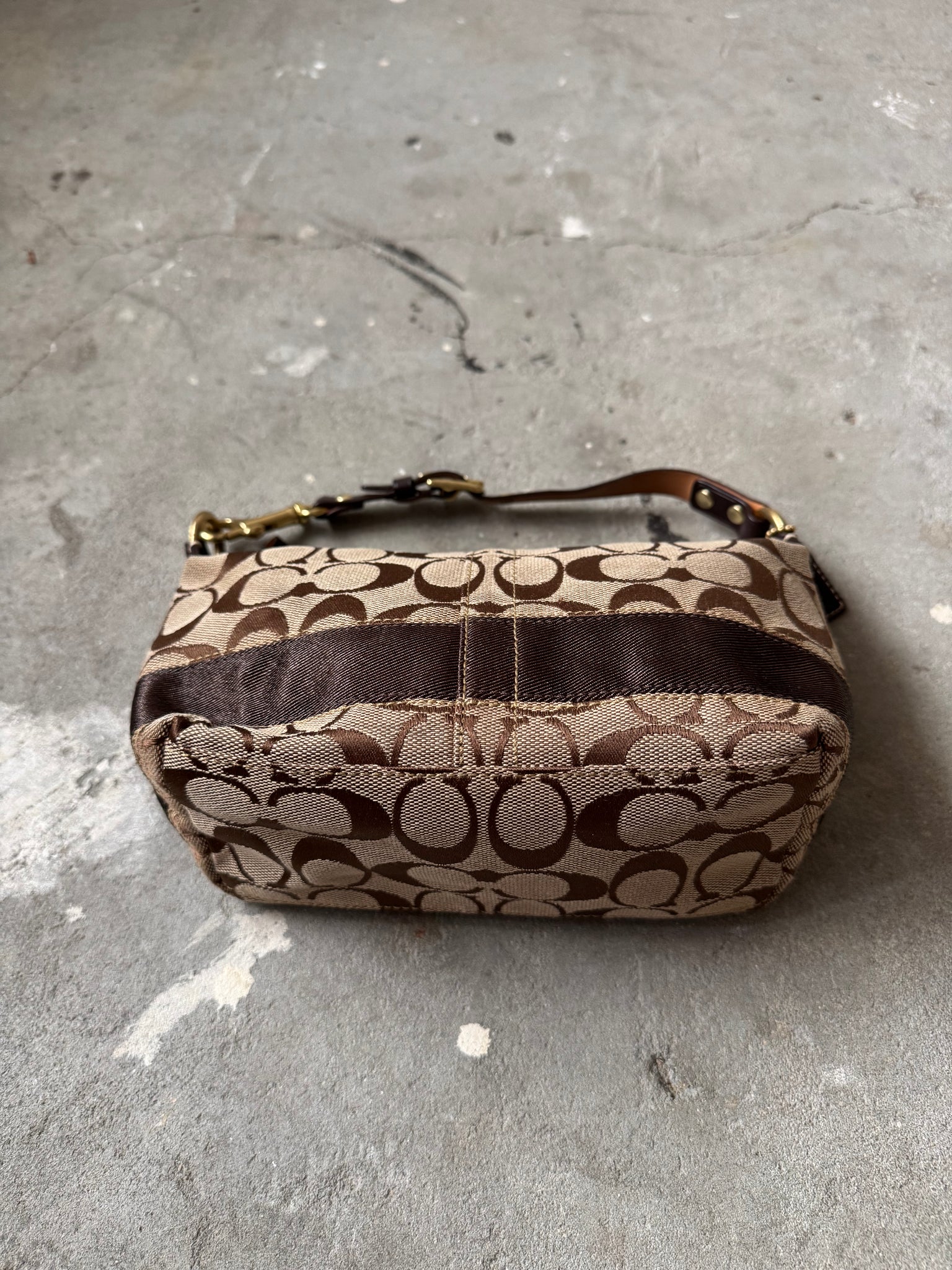 Coach Signature Stripe Mini Hobo ShoulderBag Beige/Brown