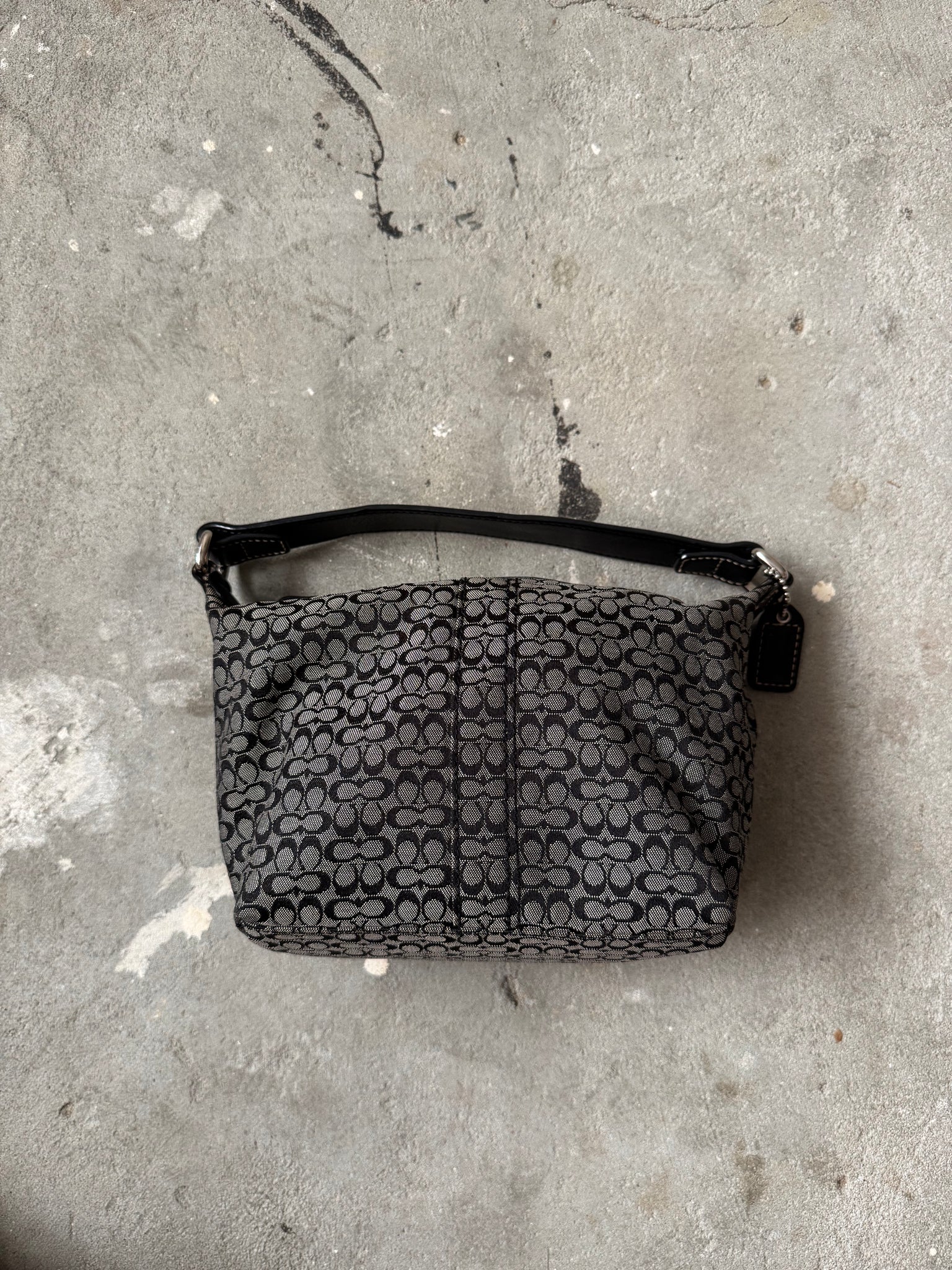 Coach Signature Mini Hobo Shoulder Bag Grey/Black