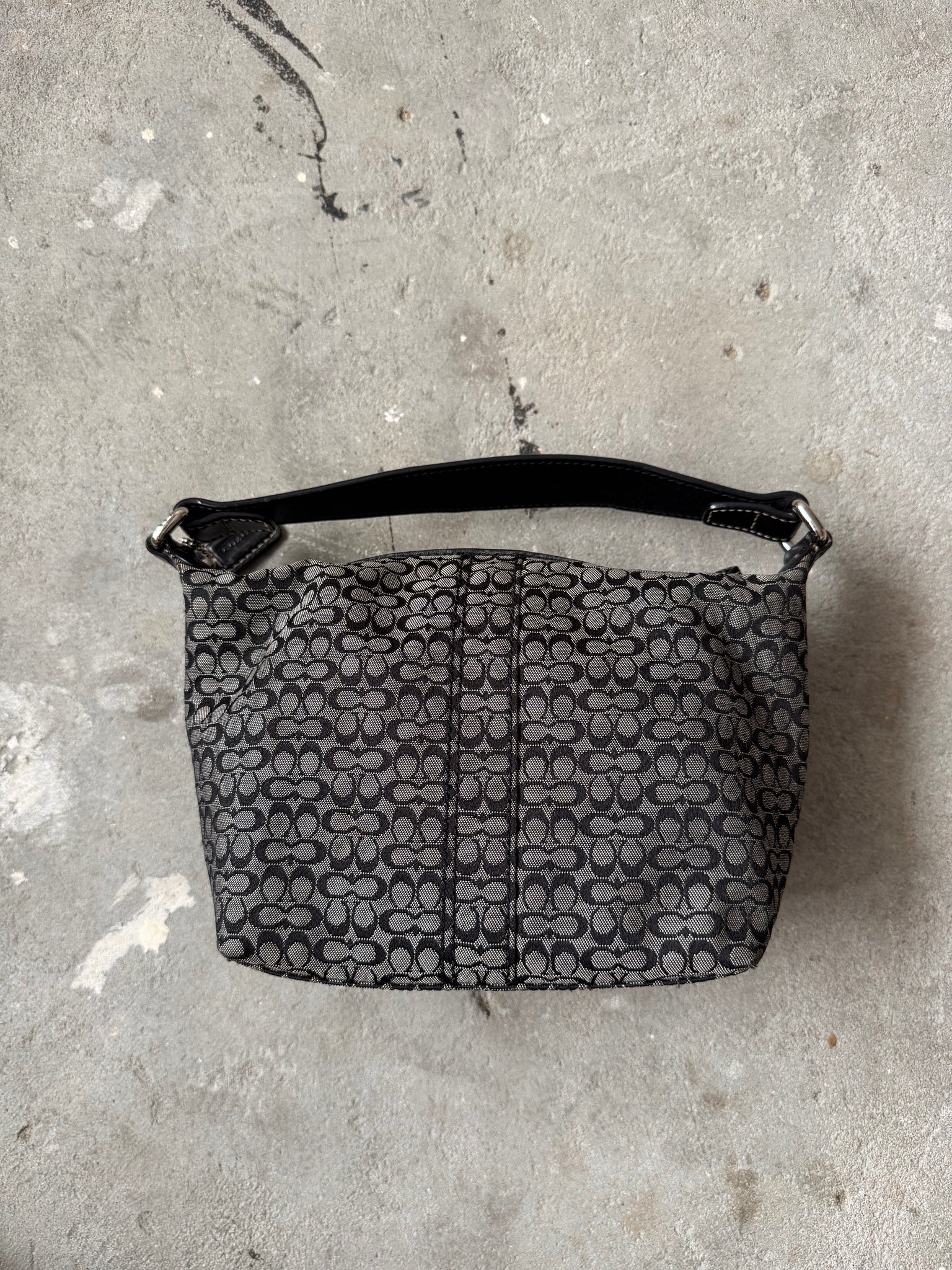 Coach Signature Mini Hobo Shoulder Bag Grey/Black