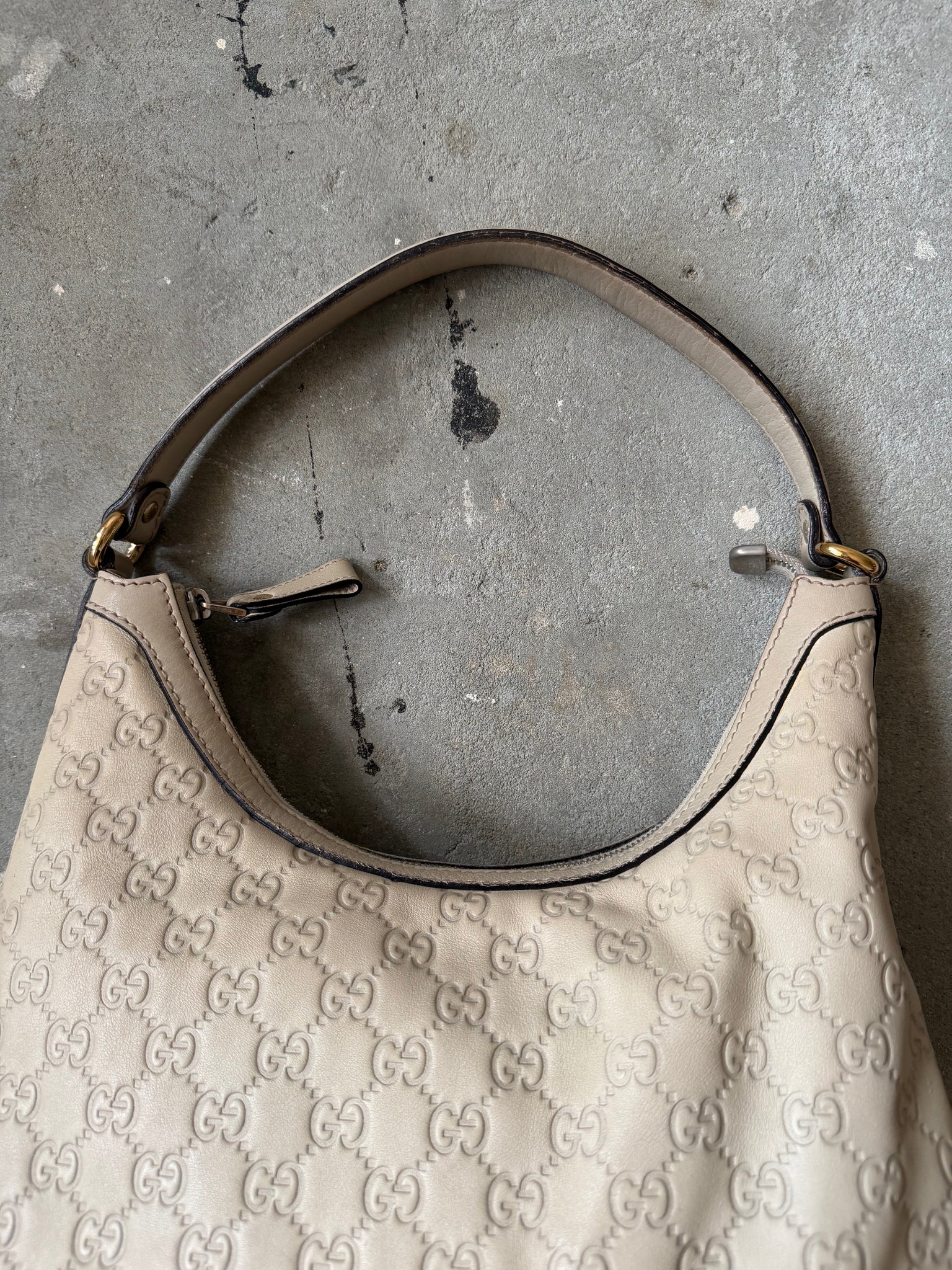 Gucci GG Monogram Guccissima Heart Hobo Shoulder Bag White