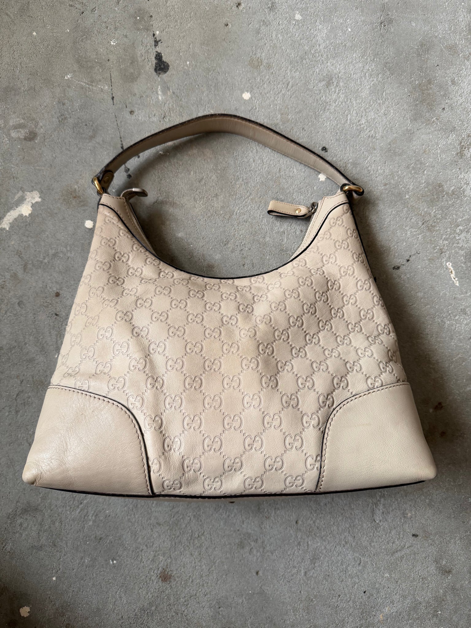 Gucci GG Monogram Guccissima Heart Hobo Shoulder Bag White
