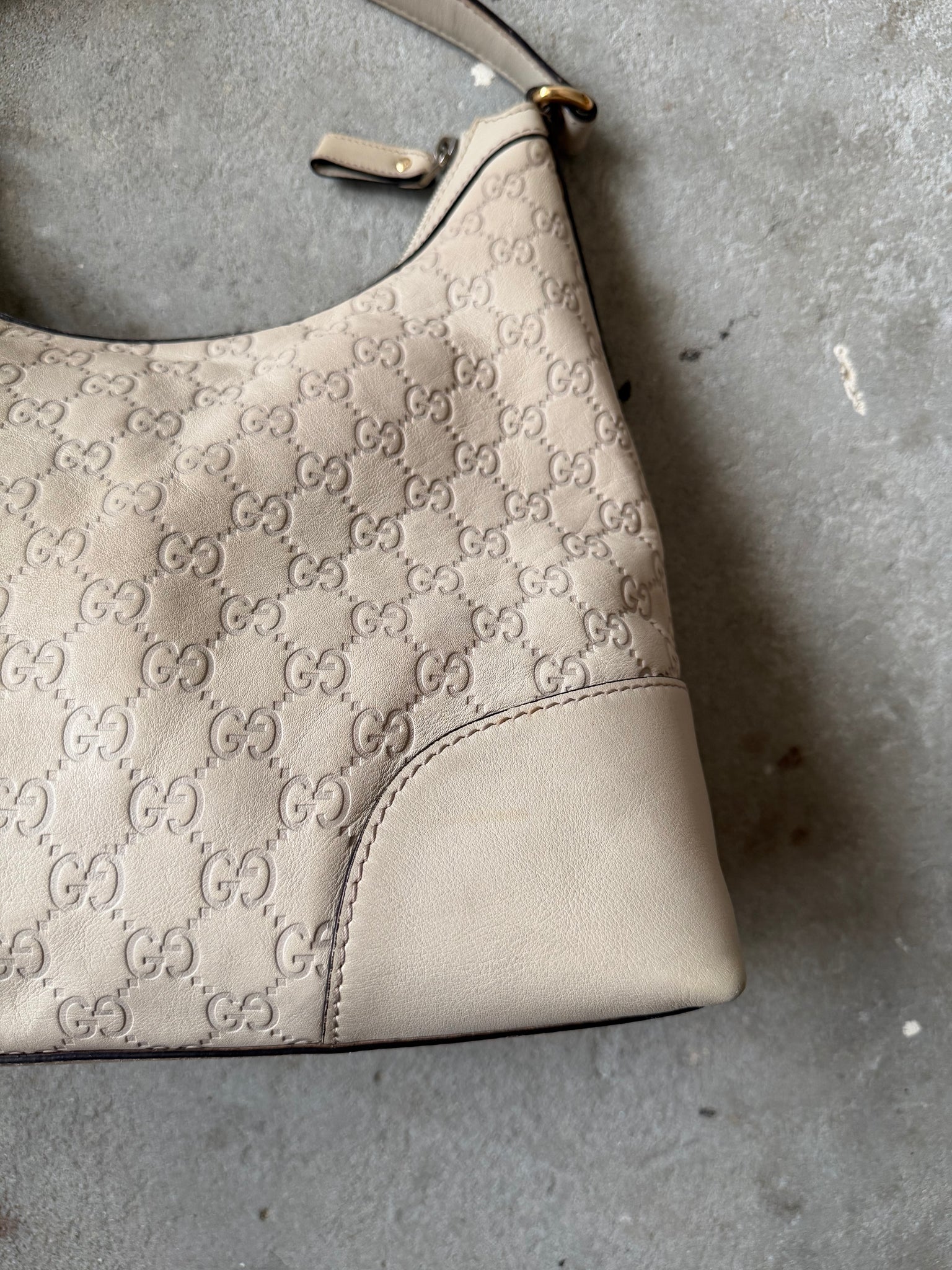 Gucci GG Monogram Guccissima Heart Hobo Shoulder Bag White