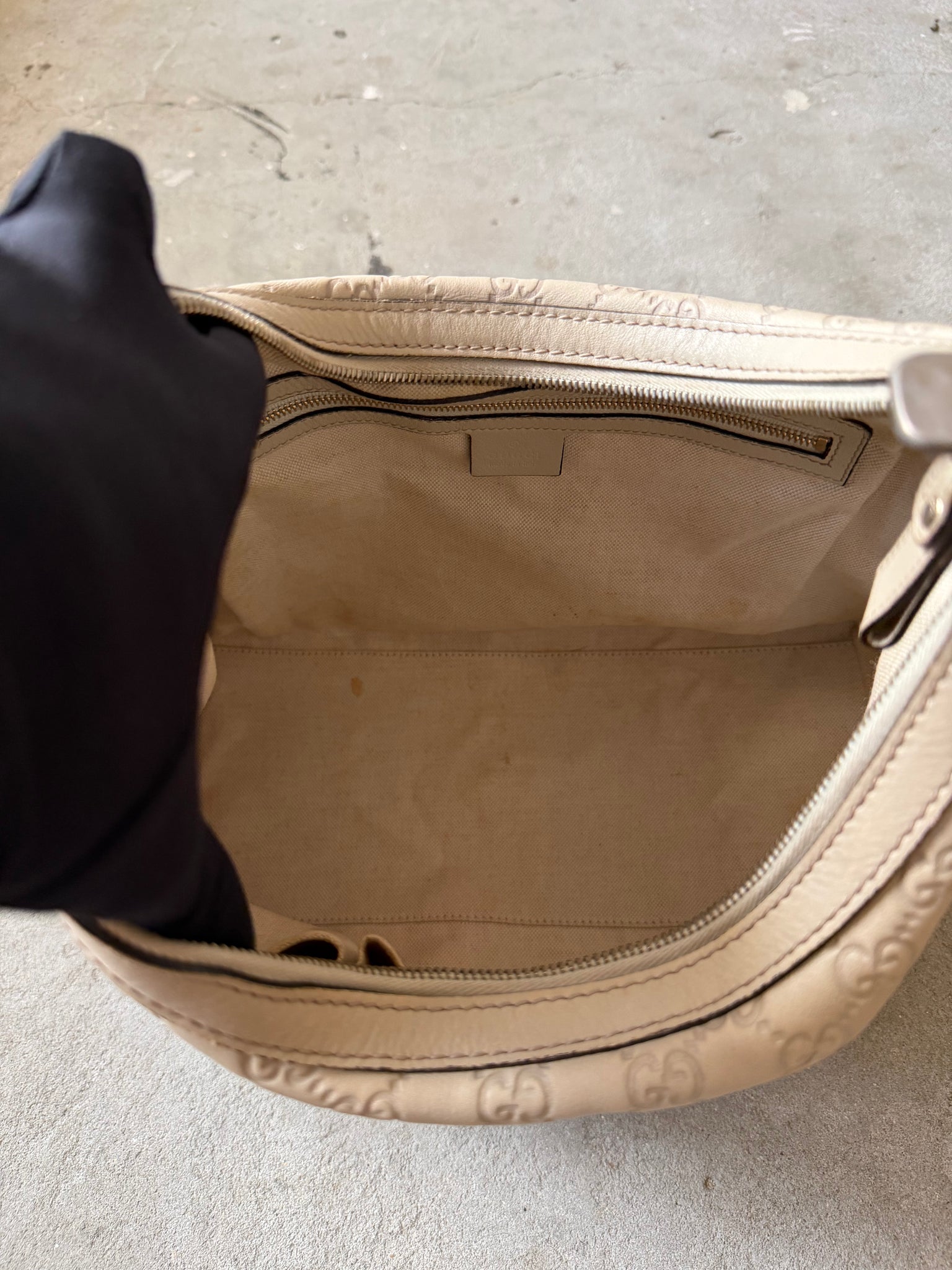 Gucci GG Monogram Guccissima Heart Hobo Shoulder Bag White