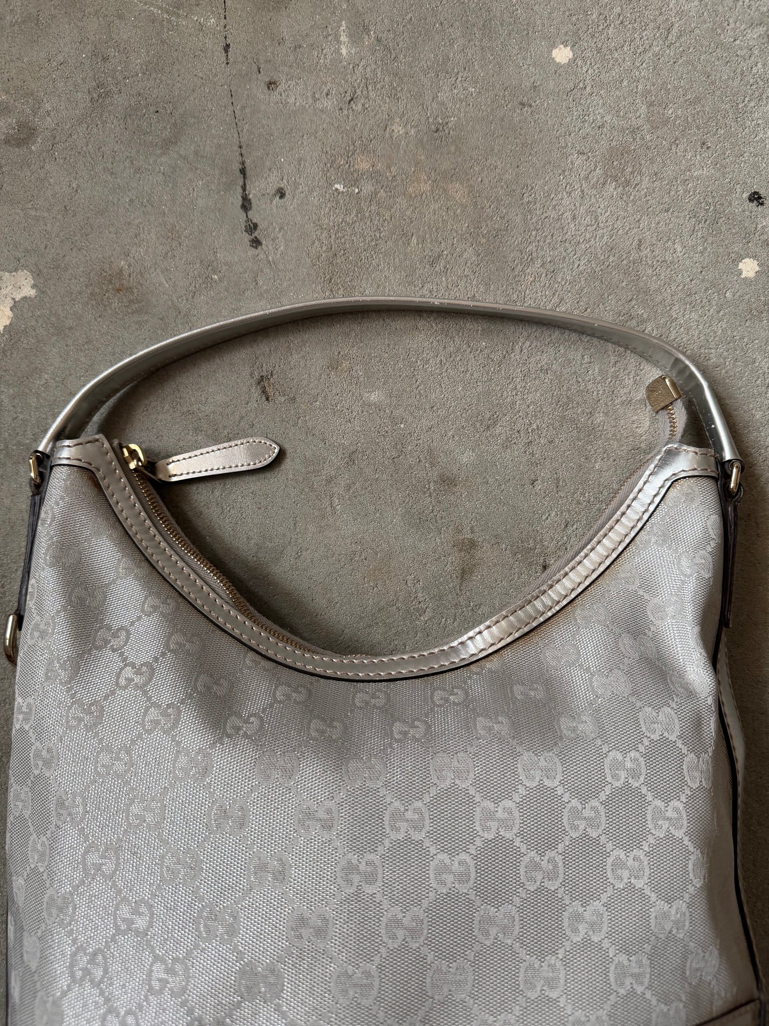 Gucci GG Monogram Britt Hobo Shoulder Bag Silver