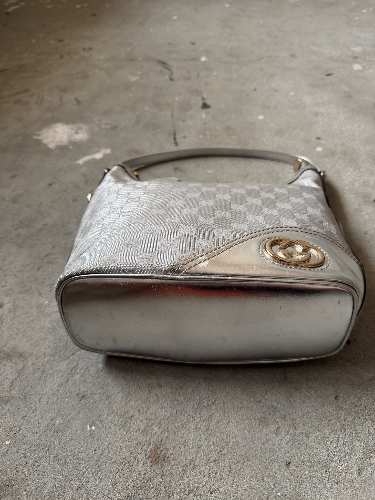 Gucci GG Monogram Britt Hobo Shoulder Bag Silver