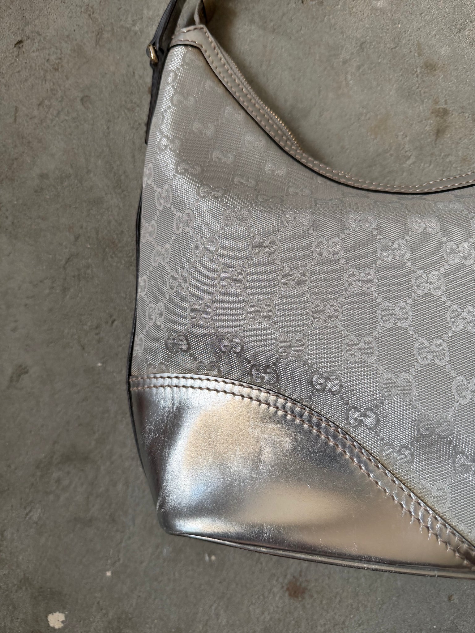 Gucci GG Monogram Britt Hobo Shoulder Bag Silver
