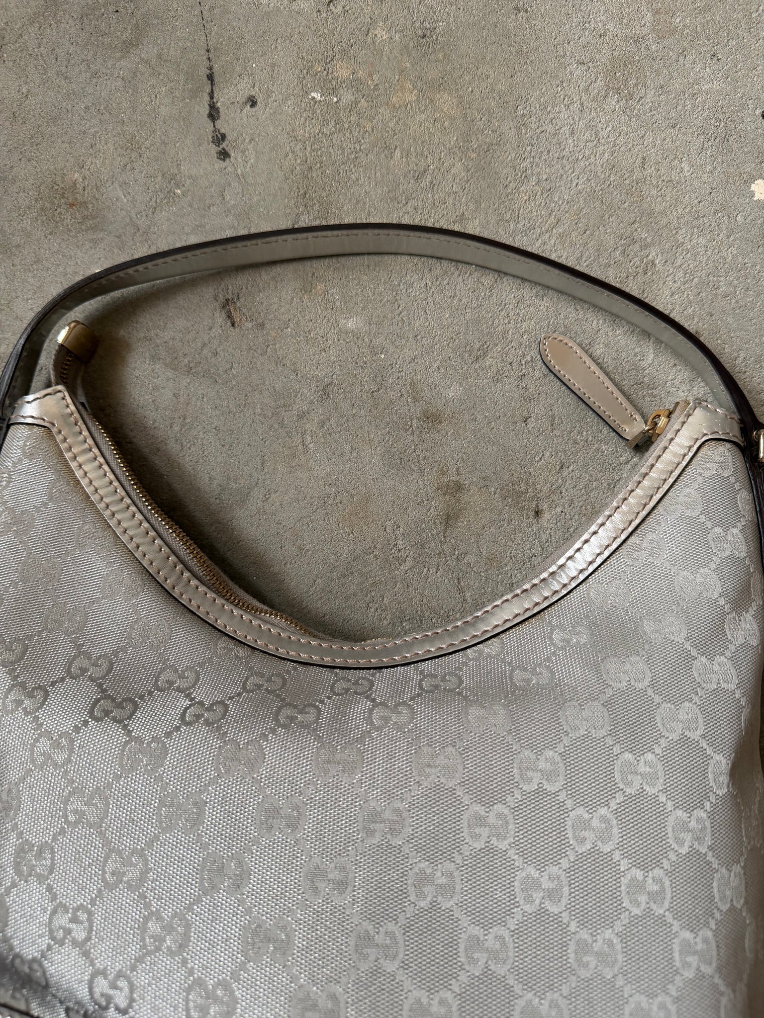 Gucci GG Monogram Britt Hobo Shoulder Bag Silver