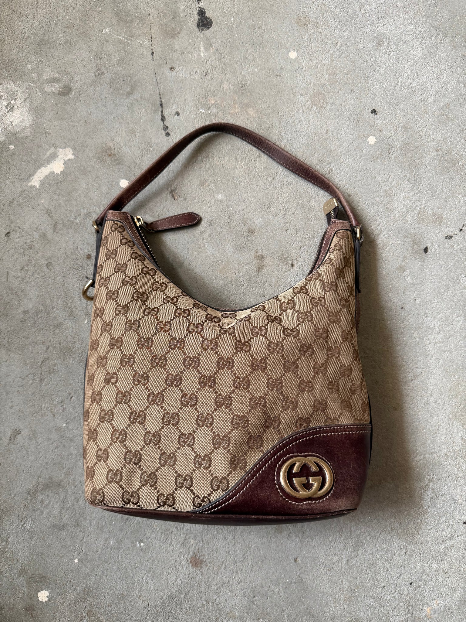 Gucci GG Monogram Britt Hobo Shoulder Bag Beige/Brown