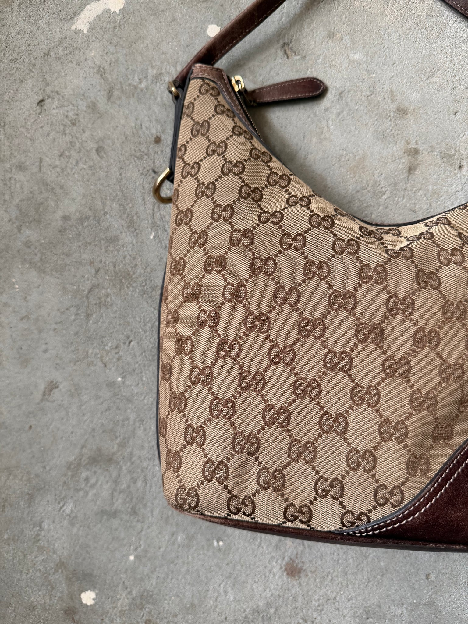 Gucci GG Monogram Britt Hobo Shoulder Bag Beige/Brown