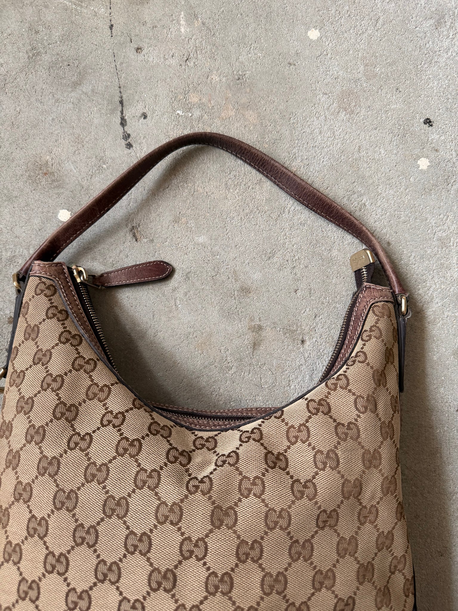 Gucci GG Monogram Britt Hobo Shoulder Bag Beige/Brown
