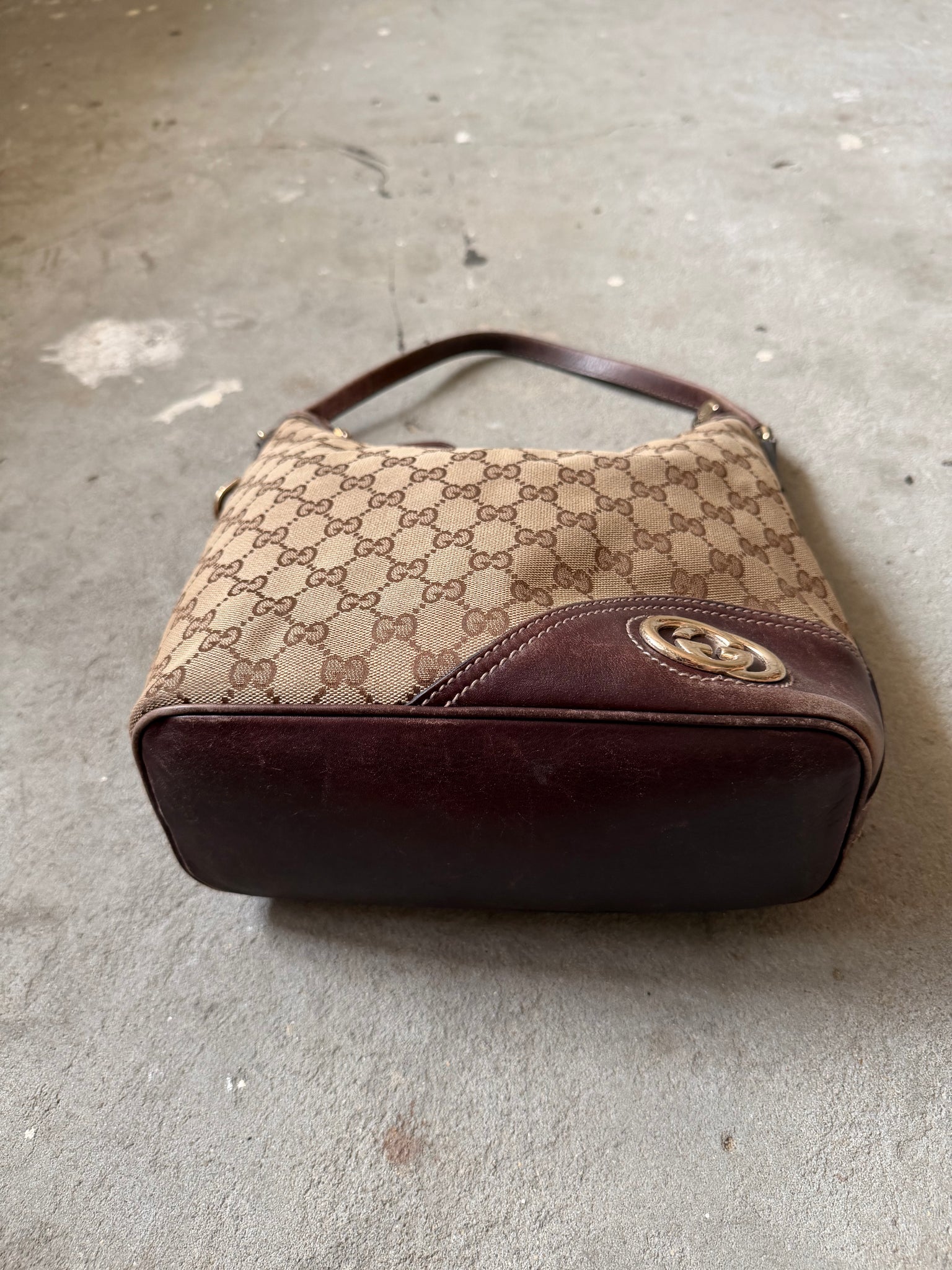 Gucci GG Monogram Britt Hobo Shoulder Bag Beige/Brown