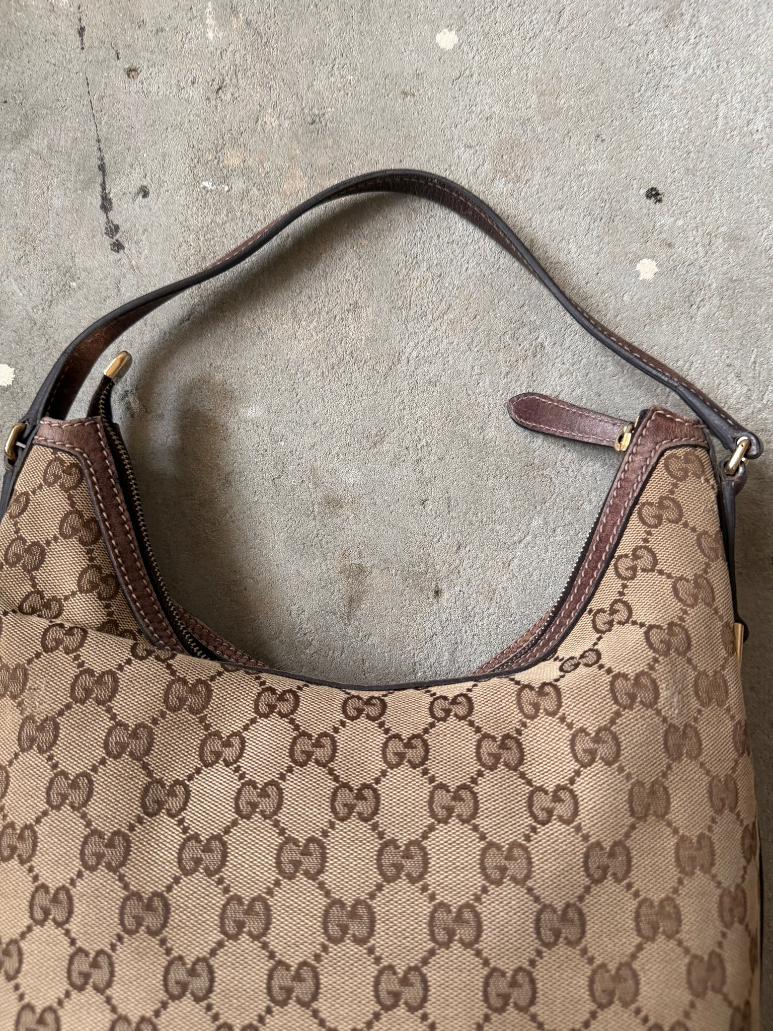 Gucci GG Monogram Britt Hobo Shoulder Bag Beige/Brown
