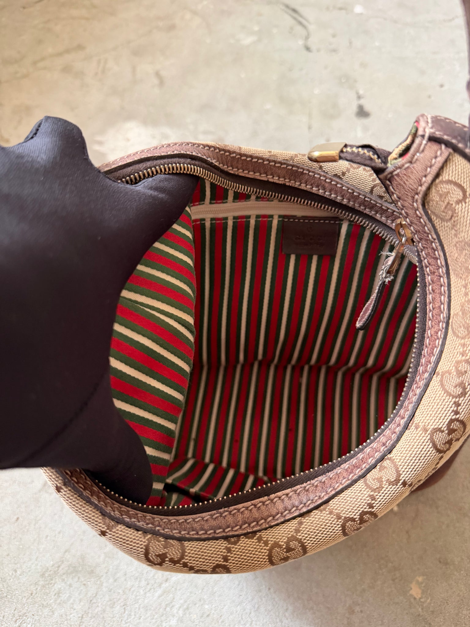 Gucci GG Monogram Britt Hobo Shoulder Bag Beige/Brown