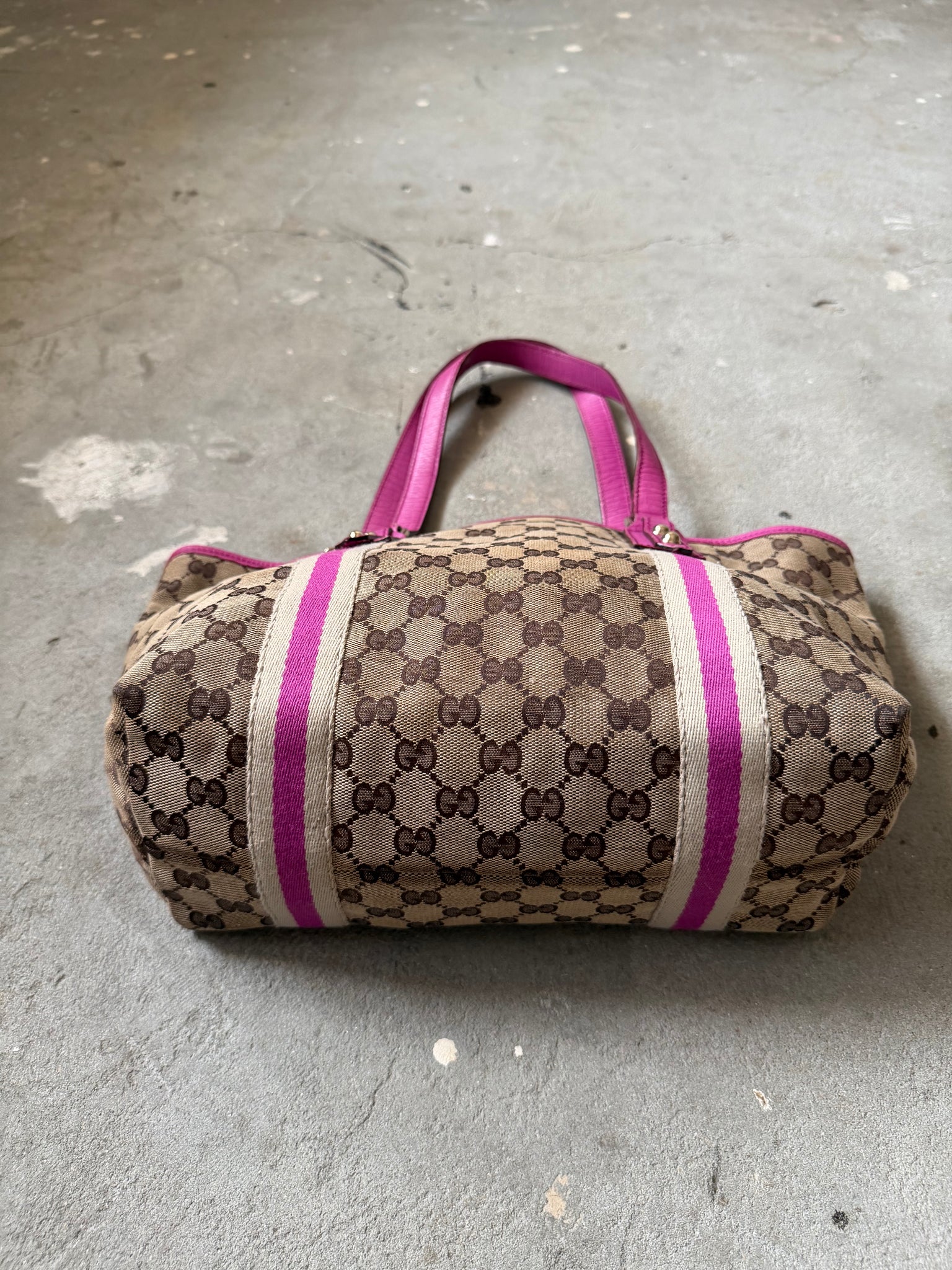 Gucci GG Monogram Sherry Line Charm Shoulder Bag Beige/Pink