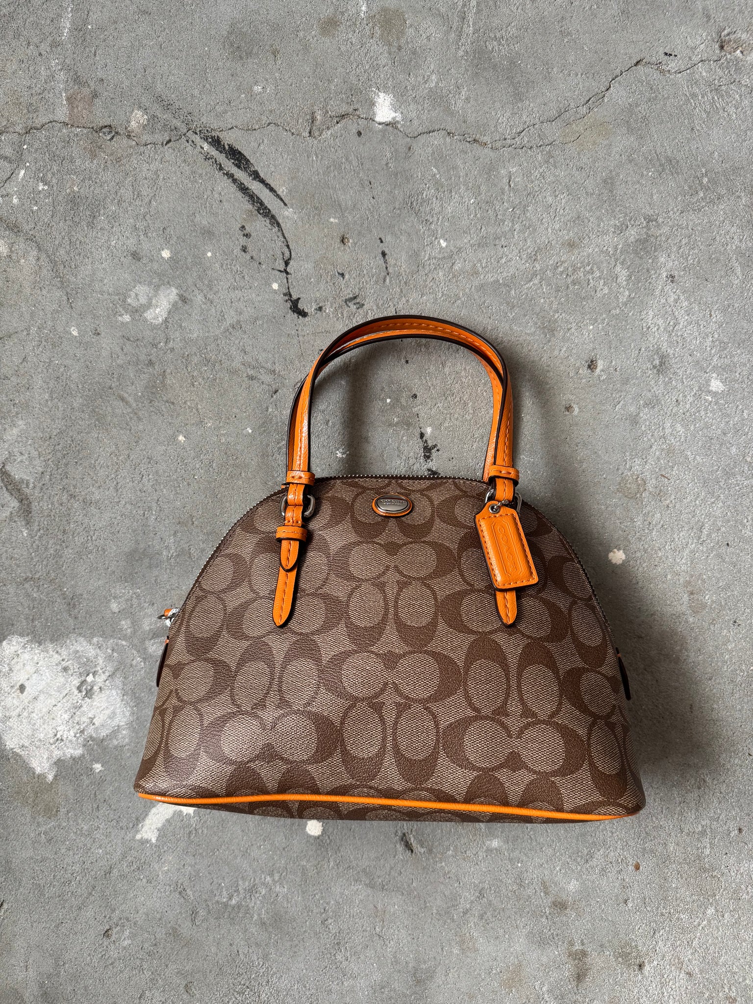 Coach 2Way Signature Peyton Hand Bag Beige/Orange