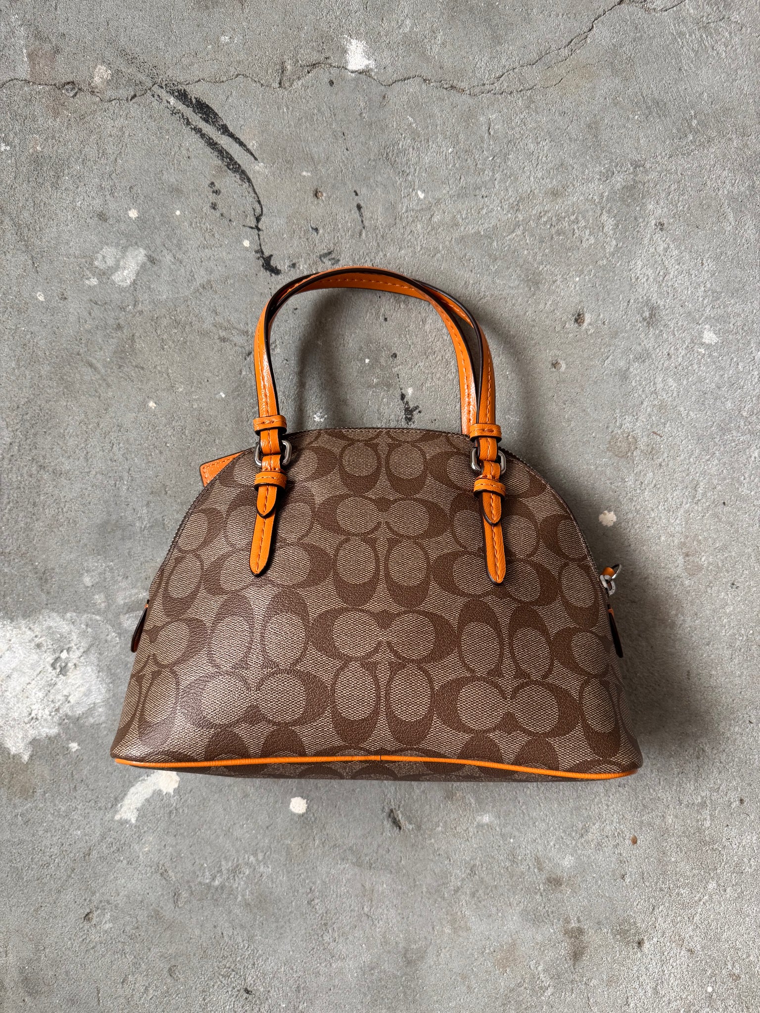 Coach 2Way Signature Peyton Hand Bag Beige/Orange