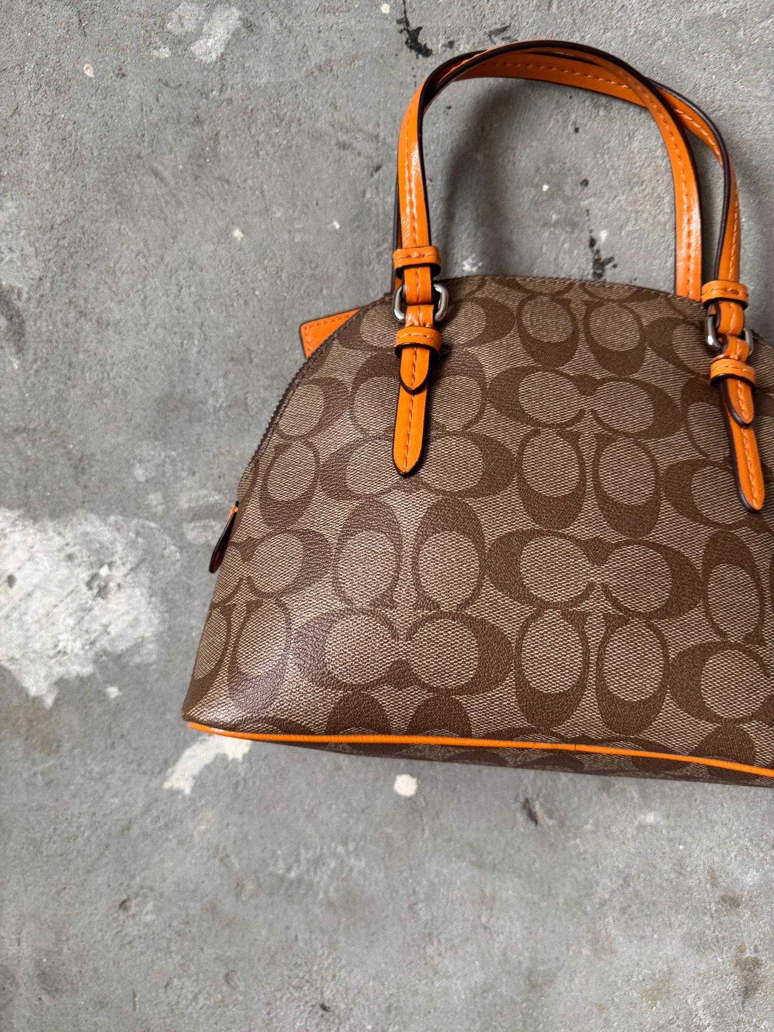Coach 2Way Signature Peyton Hand Bag Beige/Orange