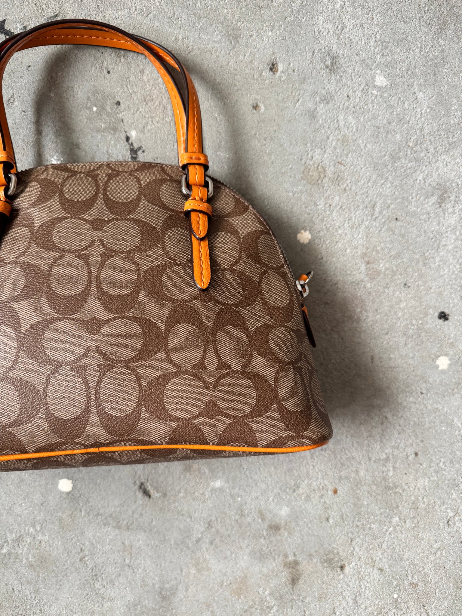 Coach 2Way Signature Peyton Hand Bag Beige/Orange