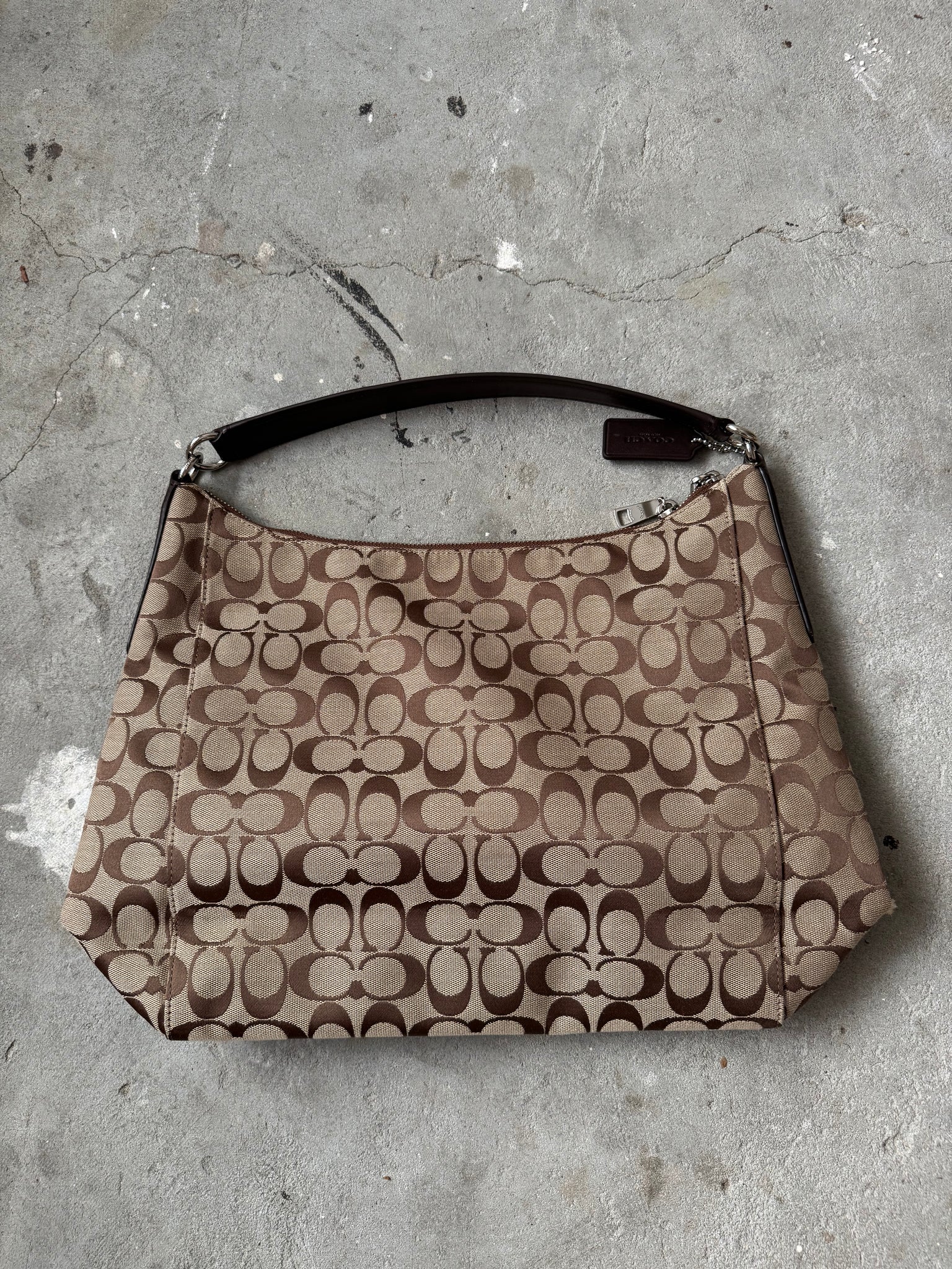 Coach 2Way Signature Hobo Shoulder Bag Beige/Brown