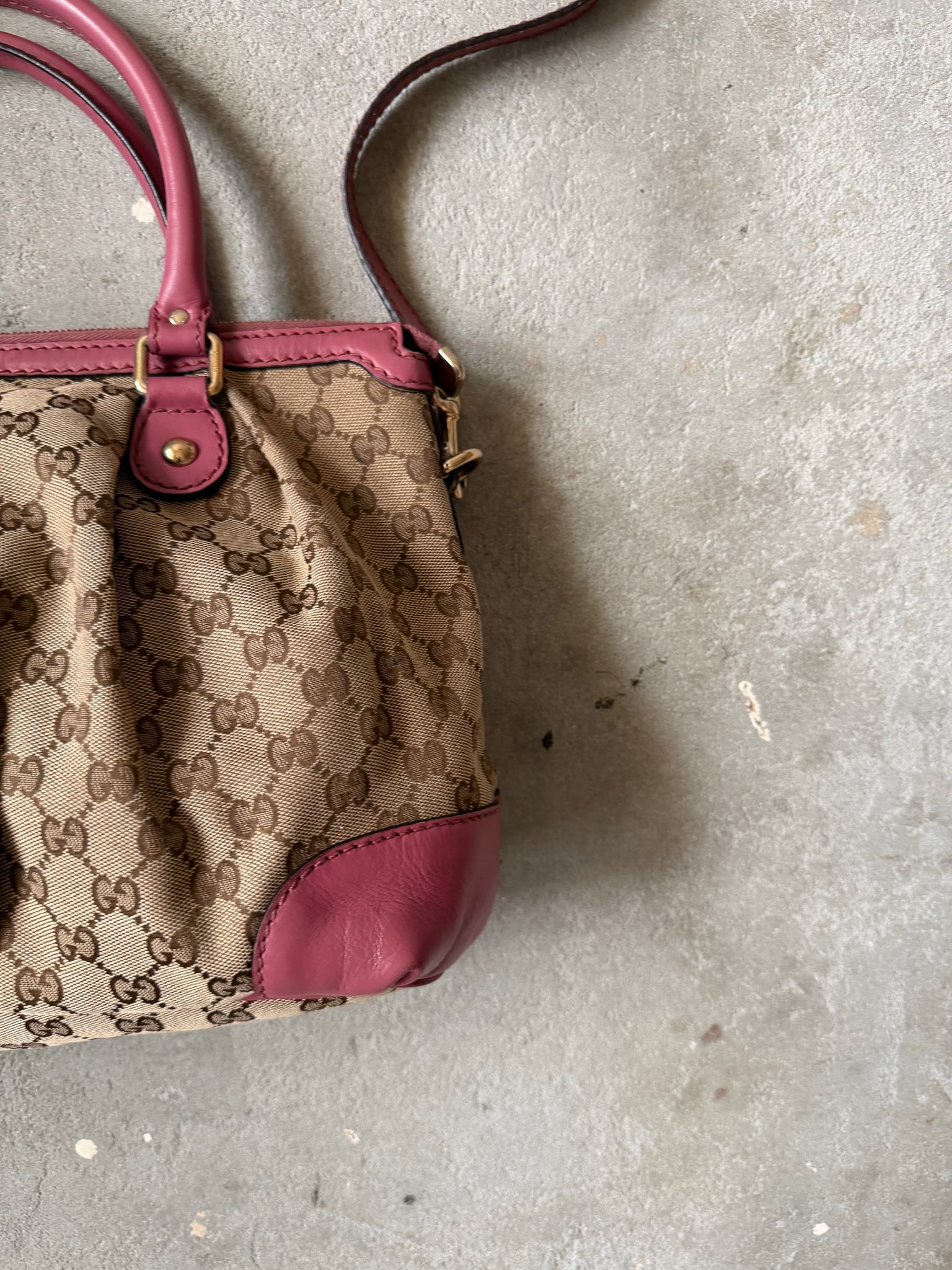 Gucci 2Way GG Monogram Sukey Shoulder Bag Beige/Pink