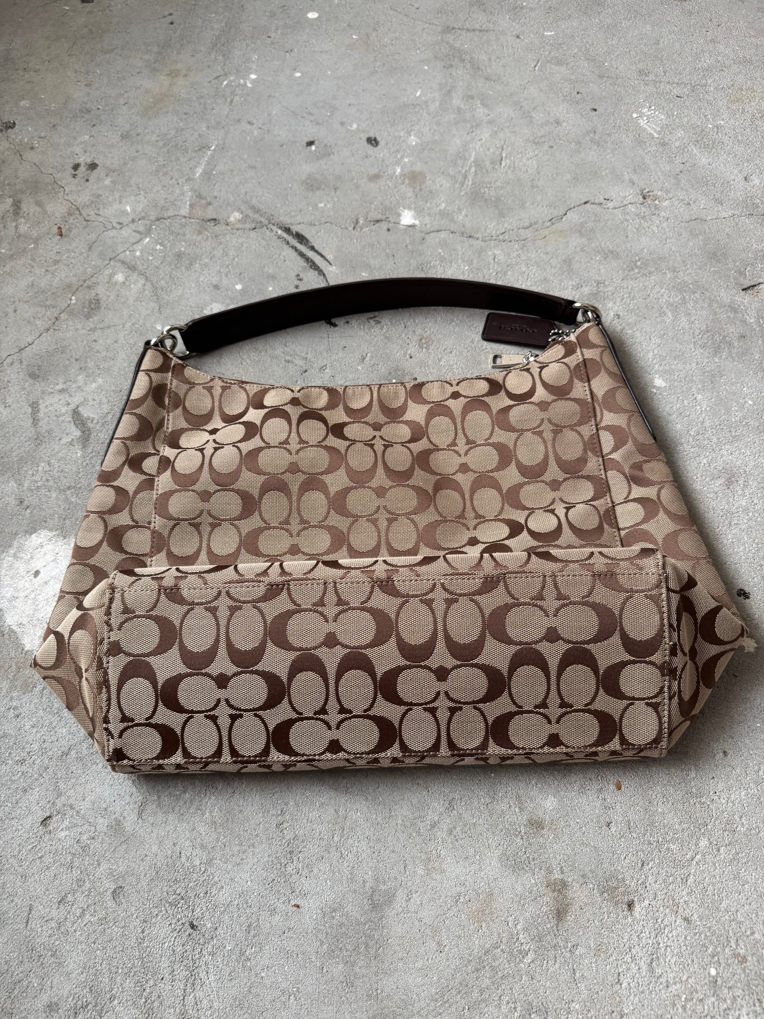 Coach 2Way Signature Hobo Shoulder Bag Beige/Brown