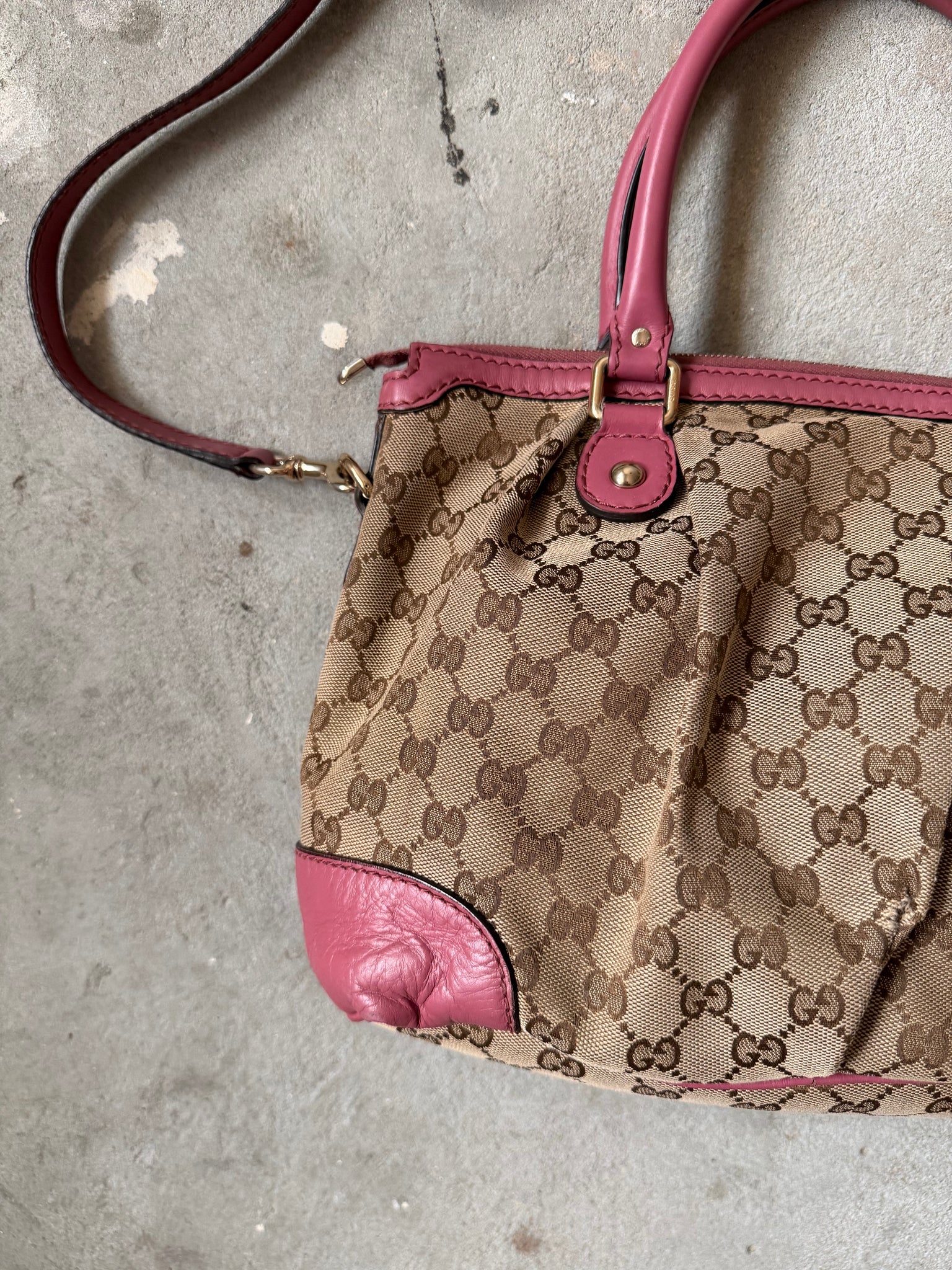 Gucci 2Way GG Monogram Sukey Shoulder Bag Beige/Pink