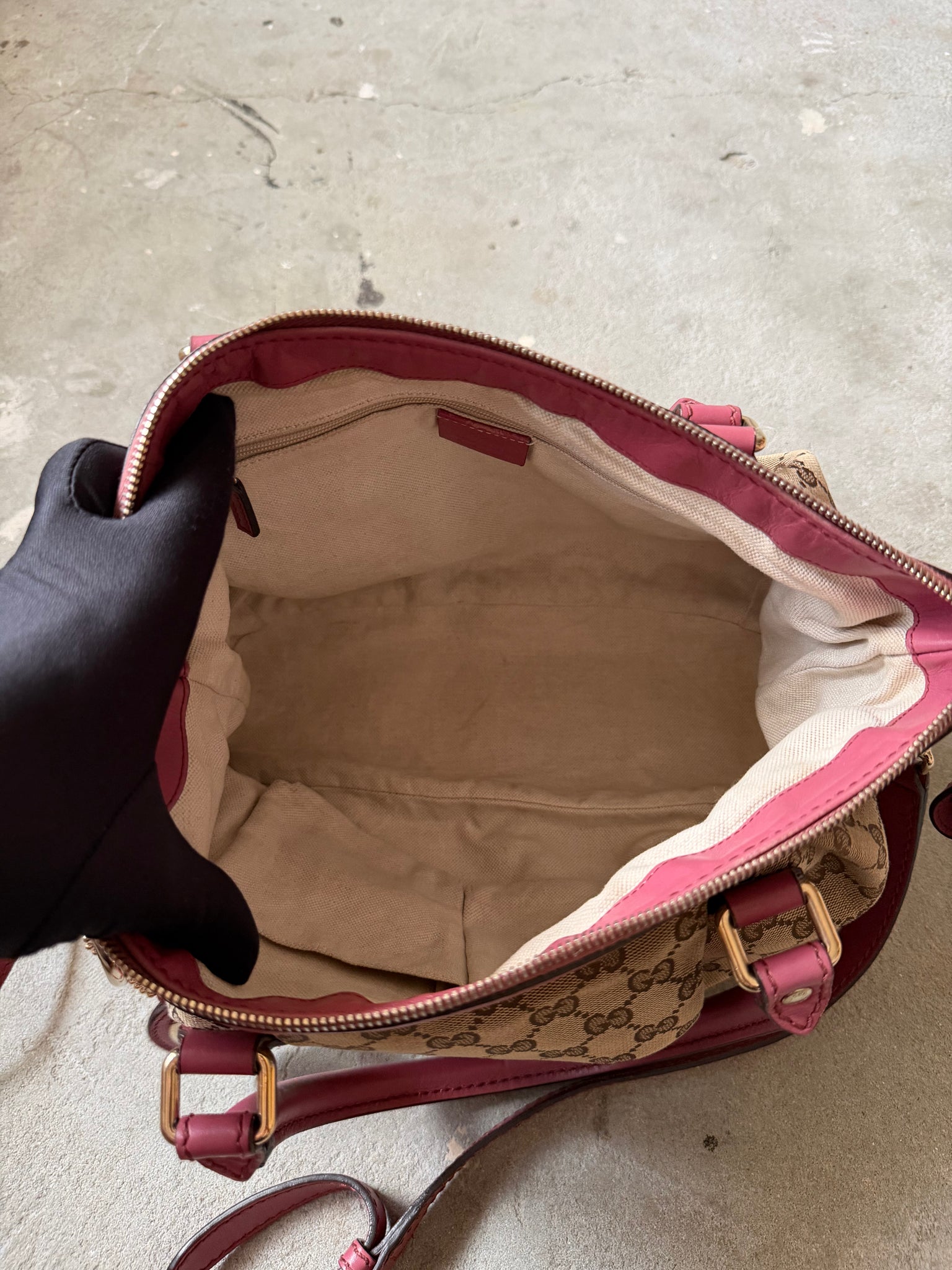 Gucci 2Way GG Monogram Sukey Shoulder Bag Beige/Pink