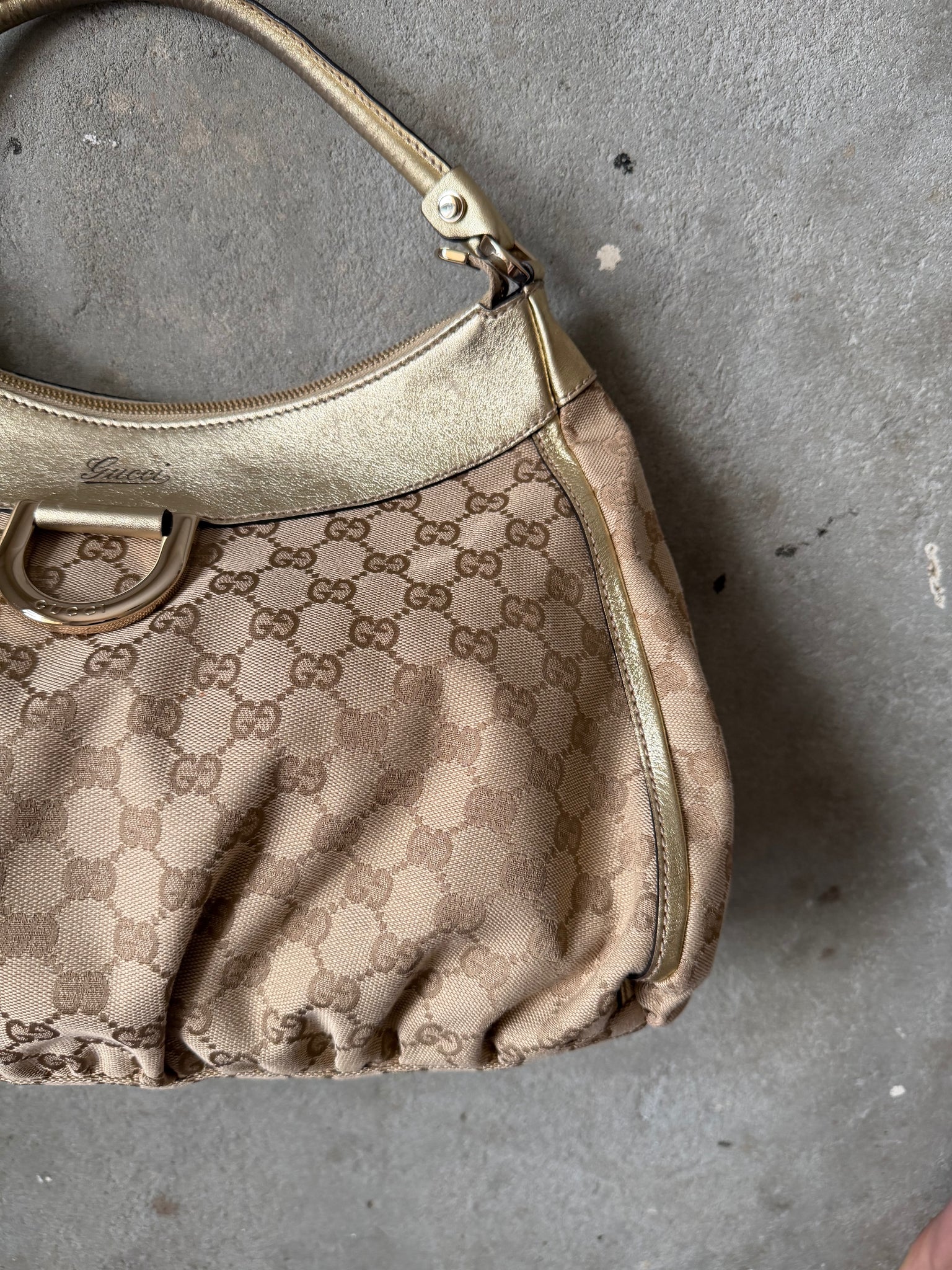 Gucci GG Monogram Abbey Shoulder Bag Beige/Gold